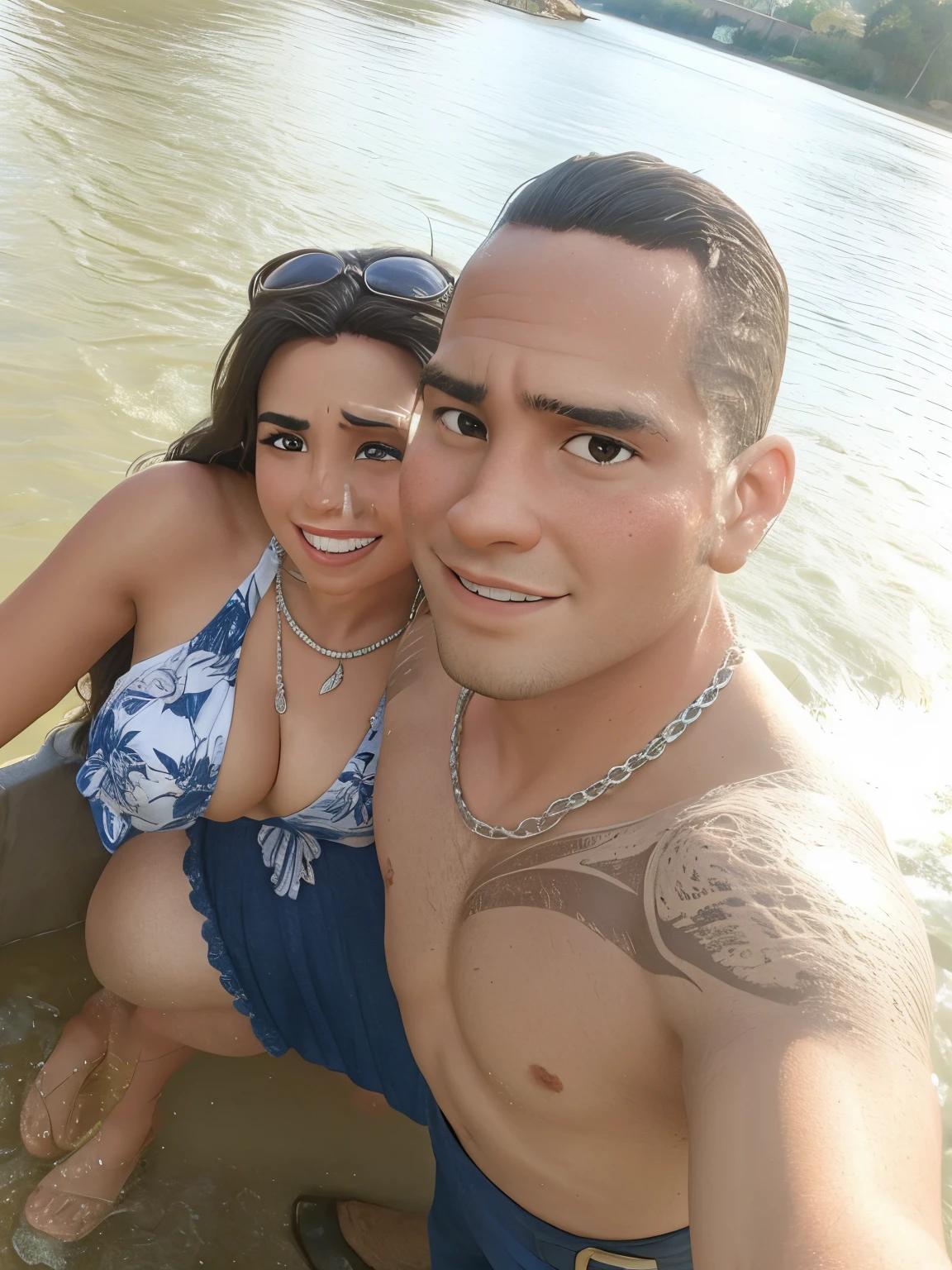 PAREJA DE ESPOSOS EN EL RIO