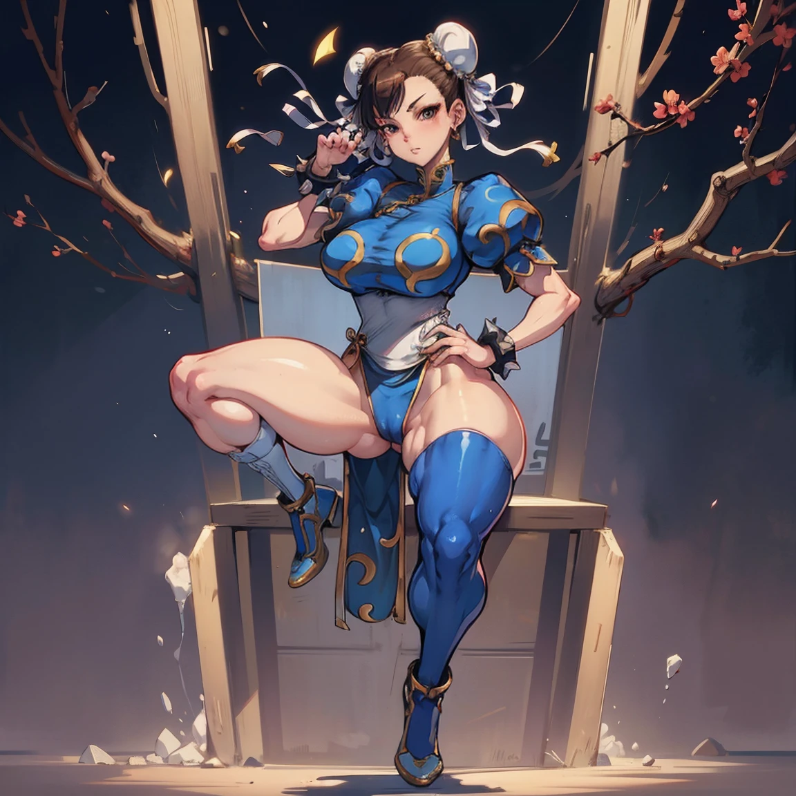 Personaje chun li street fighter , con su ropa de caracteristica , full body size, cuerpo completo y zapatos