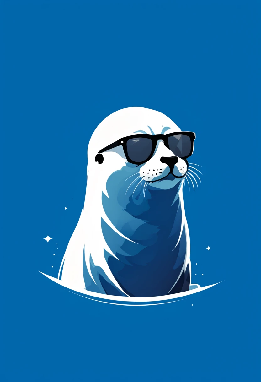 t-shirt design, a elegant seal with sunglasses , digital art by Malika Favre, shutterstock contest winner, logo art, artwork, angular, art