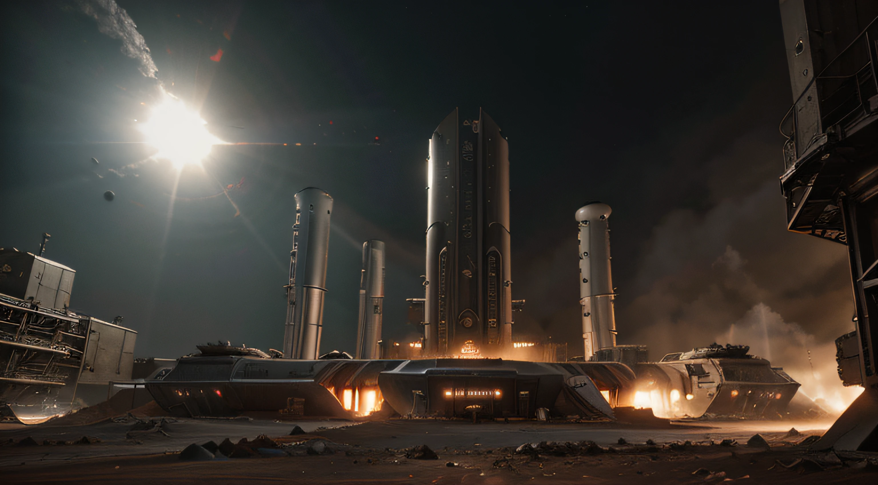 Develop Mars, build Mars base, factory, command center, bright pictures, different machines, futuristic sense, photography master, factory machine details, ultra-wide angle, high realism, light and dark