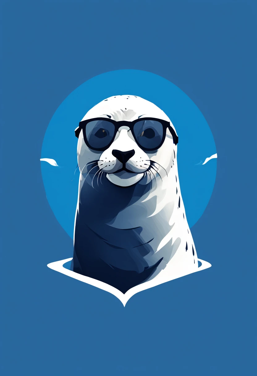 t-shirt design, a elegant seal with sunglasses  , digital art by Malika Favre, shutterstock contest winner, logo art, artwork, angular, art