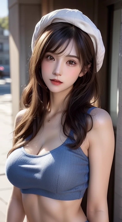 （（best qualtiy，8K，tmasterpiece：1.3）），（Flower Cap：1.3），focal：1.2，Perfect beauty：1.4，glute：1.2，（Layered Hair Style：1.2）），（Dark streets：1.3），独奏，Highly Detailed Face and Skin Textur，full bodyesbian，Elaborate Eyes，二重まぶた，Whitens the skin，long whitr hair，（with a round face：1.5），（Loose crop top，shorter pants：1.6），A high resolution，，detailed realistic breasts，Beautiful udder， realistic smooth white skin，detailed realistic hands，detailed realistic fingers，perfect human body ratio，perfect female shape，Raised sexy，sexual expressio，seductiv，tight fit clothes，see-through transparent clothes，extremely detaile，Ultra photo realsisim，Smooth lighting，Detailed eyes，Detailed realistic hair，Slim abs，Detailed realistic arm，