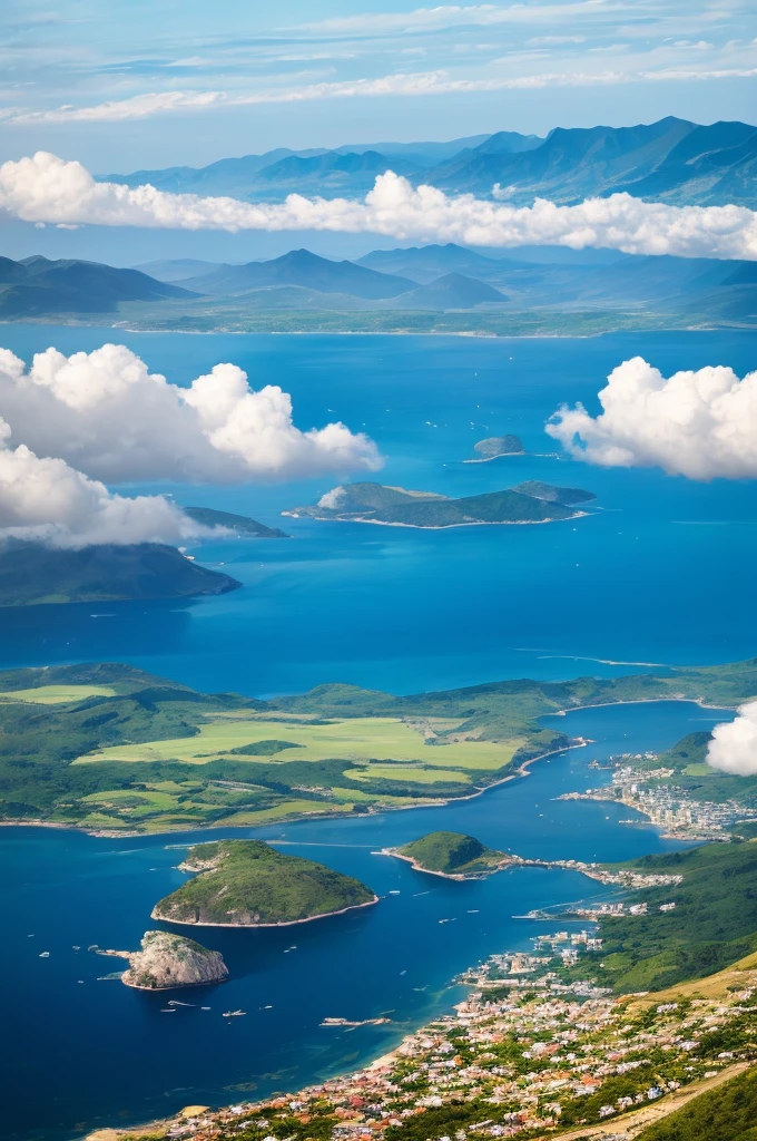 （Best Shots、Realistic Photos、３２K、An ultra-high picture quality、ultra-quality、Attention to detail）Bird's perspective、big horizon、An island appeared across the sea、Earth can be seen in the background、A beautiful meteor falls、landscape shot、most beautiful photo、thunder clouds
