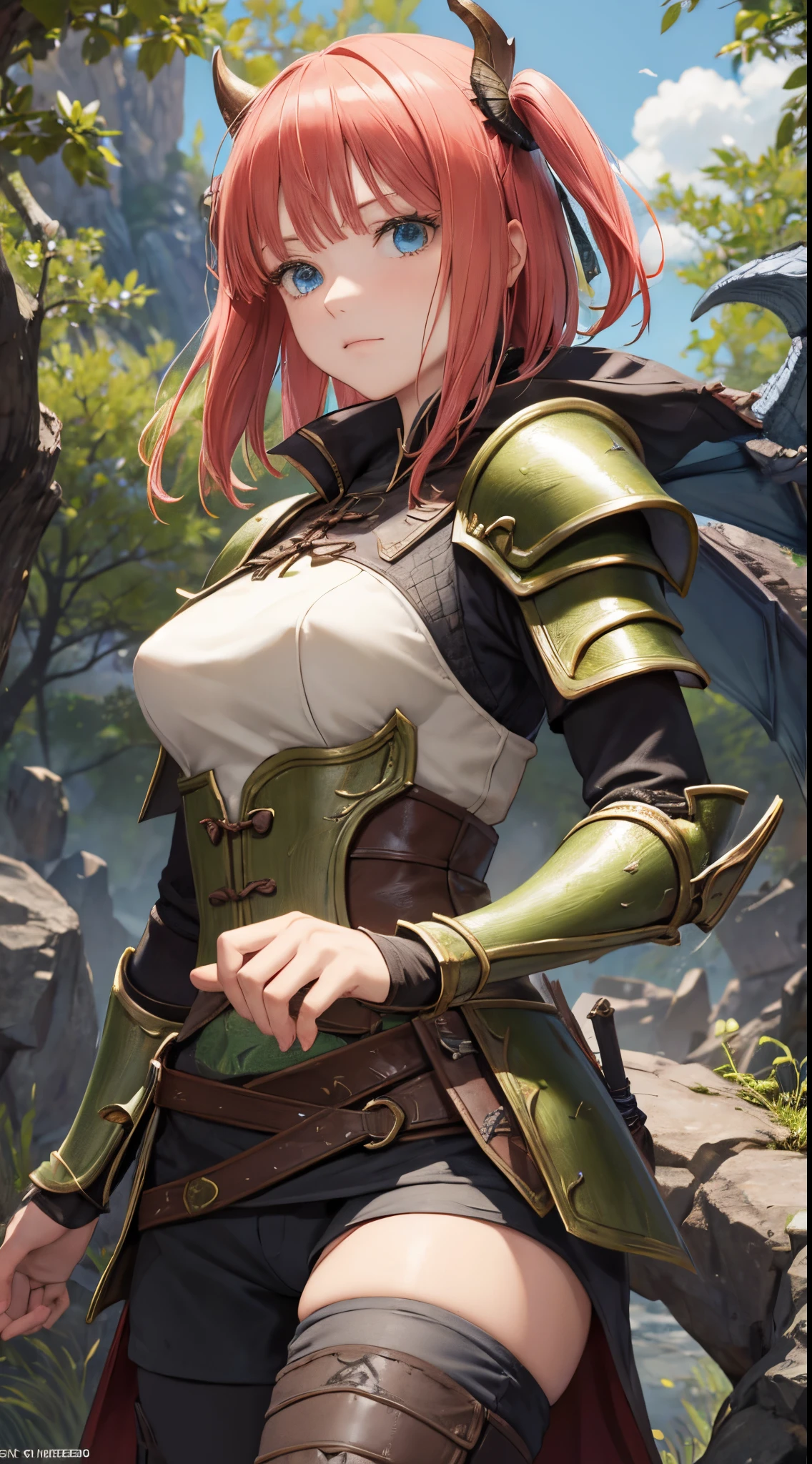 Nino Nakano,skyrim dragon scale armor ,bosque