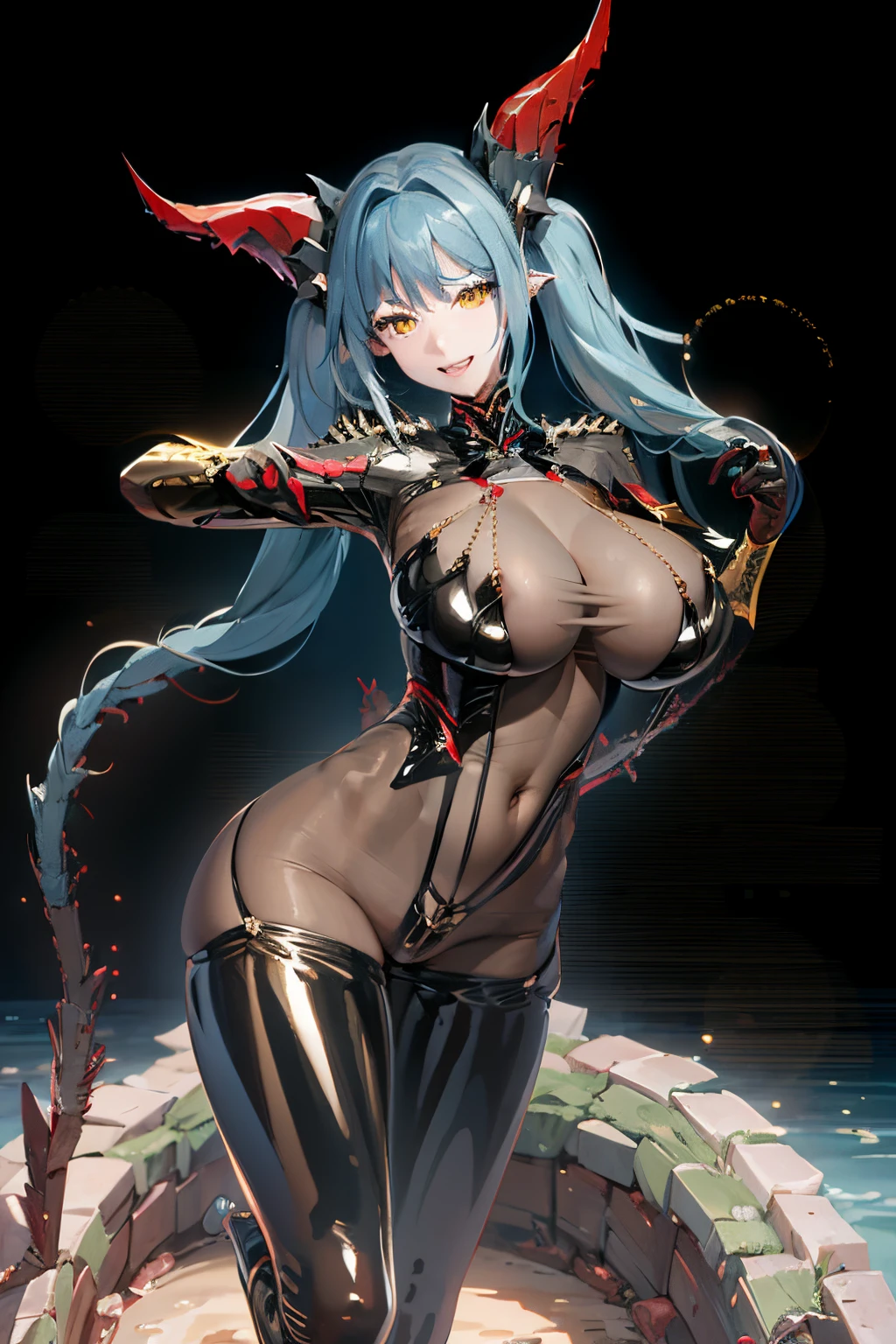 (extremely detailed CG unity 8k wallpaper), the most beautiful artwork in the world, 1girl, full body, detailed eyes, smug, smile opened, heart eyes, big breast, teeth