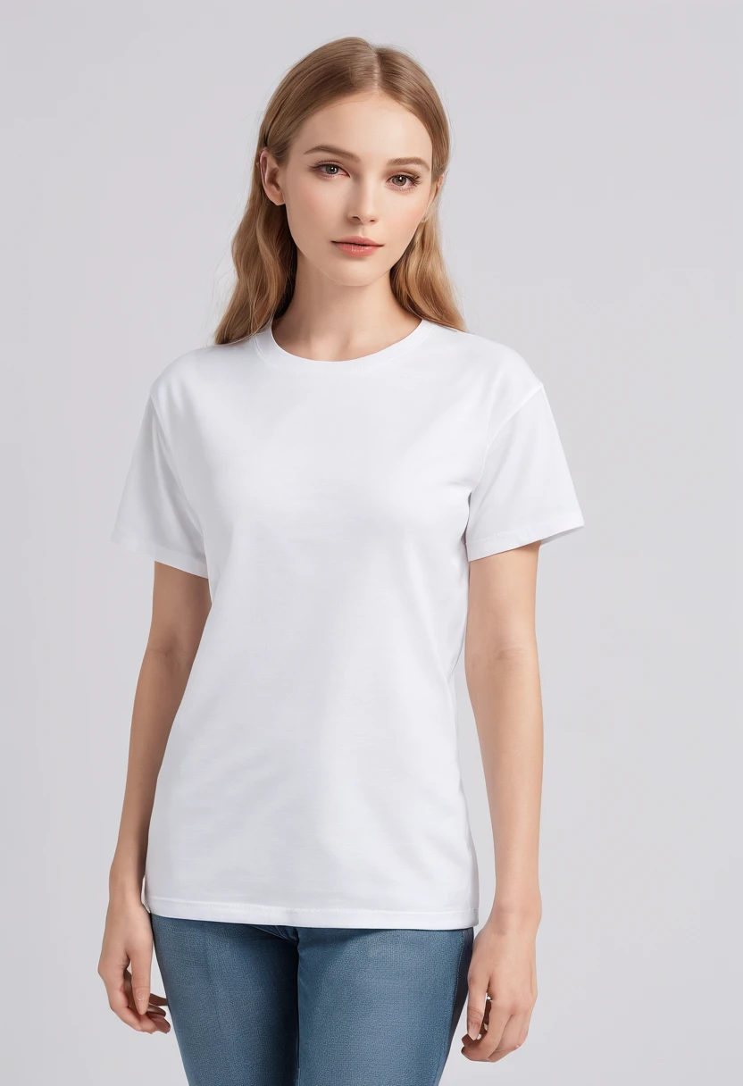 I would like a high-quality mock-up image of an oversized white t-shirt laid on the floor or a table. The setting should appear natural and realistic, with the t-shirt blending seamlessly into the surface. Emphasize the high-definition texture of the fabric, ensuring a realistic and detailed representation. The overall image should resemble professional product photography, highlighting the t-shirt in a visually appealing and authentic manner. Pay attention to the lighting, shadows, and perspective to create a compelling and lifelike mock-up.