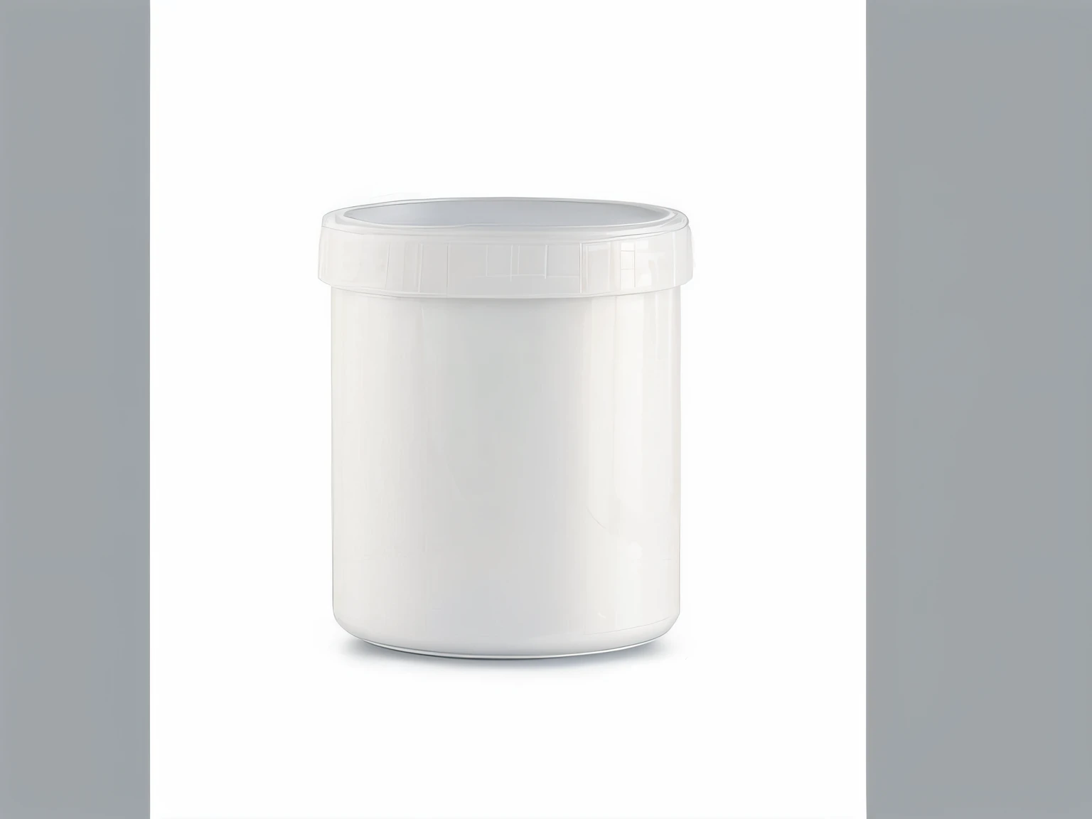 A white plastic bucket with a threaded lid