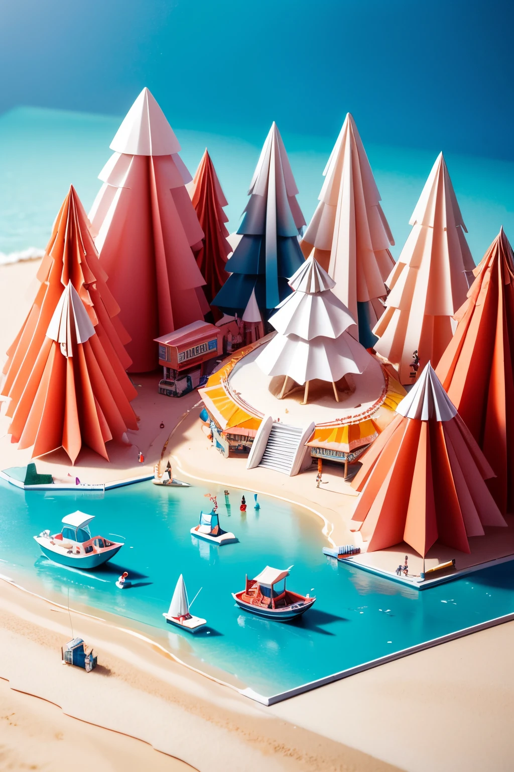 origami_diorama,Summer heat,Beachfront beach