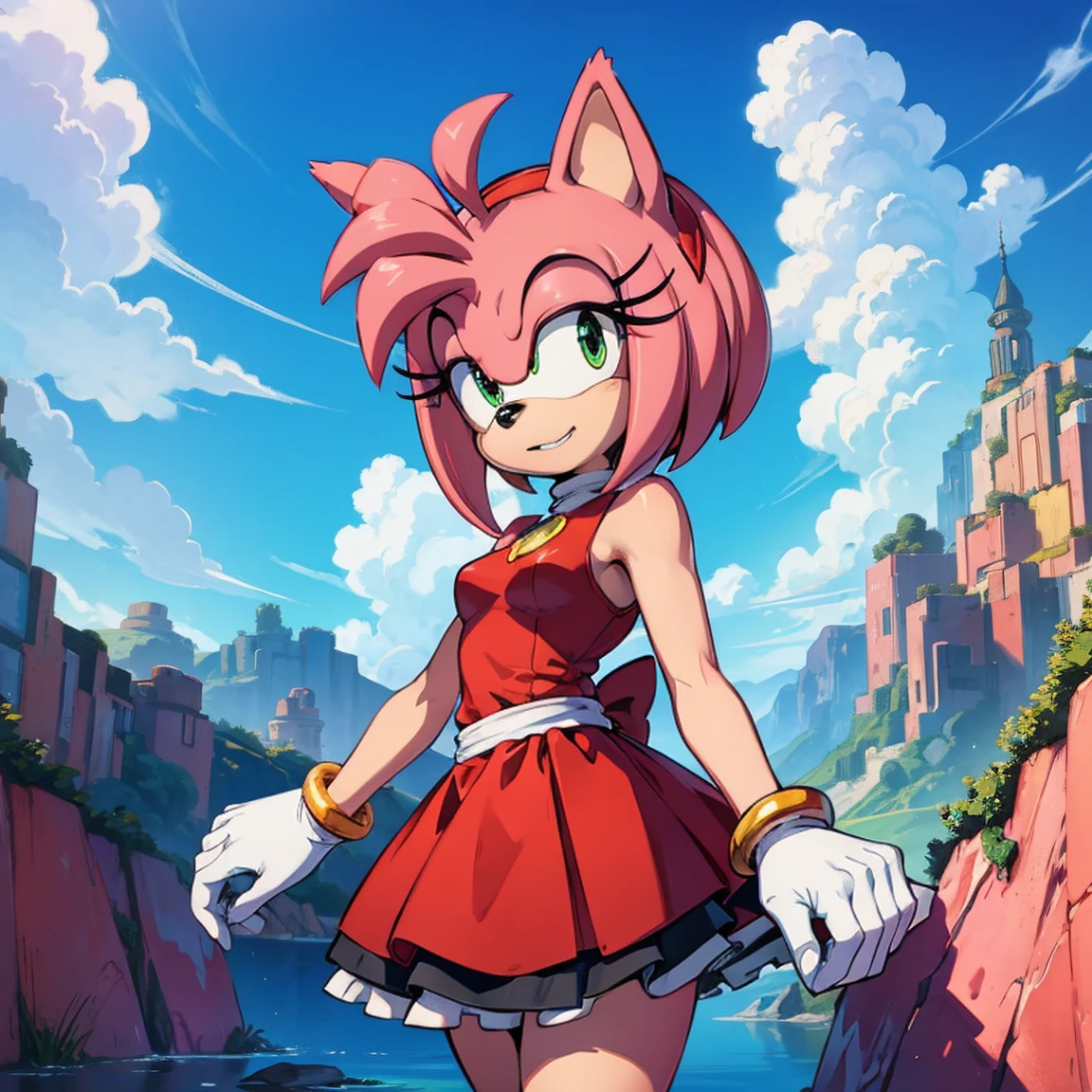 Personaje amy rose de sonic, siendo follada por hombre blanco pose misionero