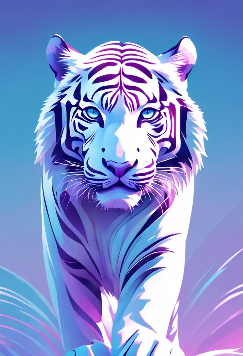 gradients will unfold in multiple directions a kaleidoscopic white tiger silhouette of smooth and subtle transitions.