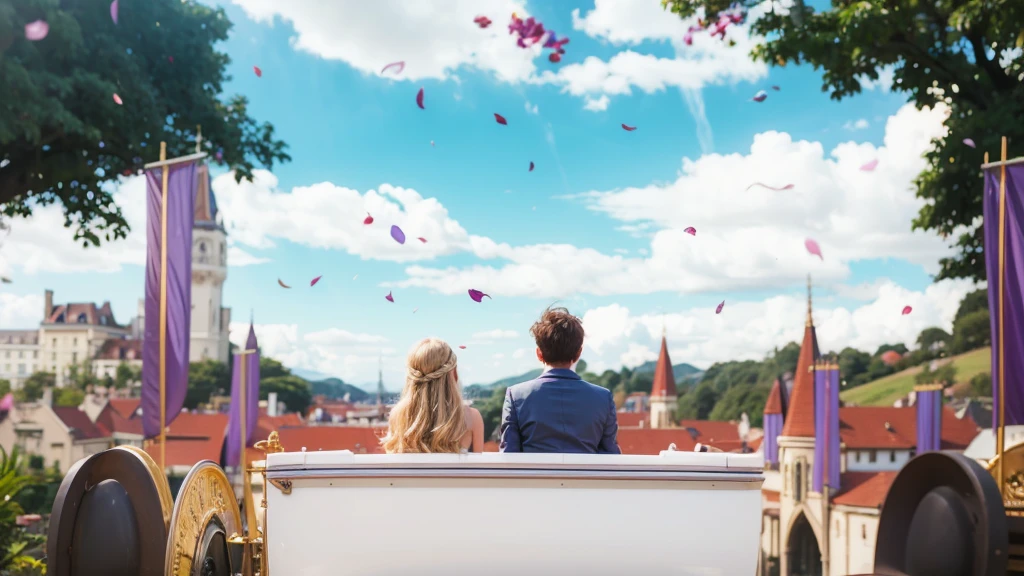 Raeliana McMillan, noah wynknight, royal cart, cavalries, purple flags, flower petals
