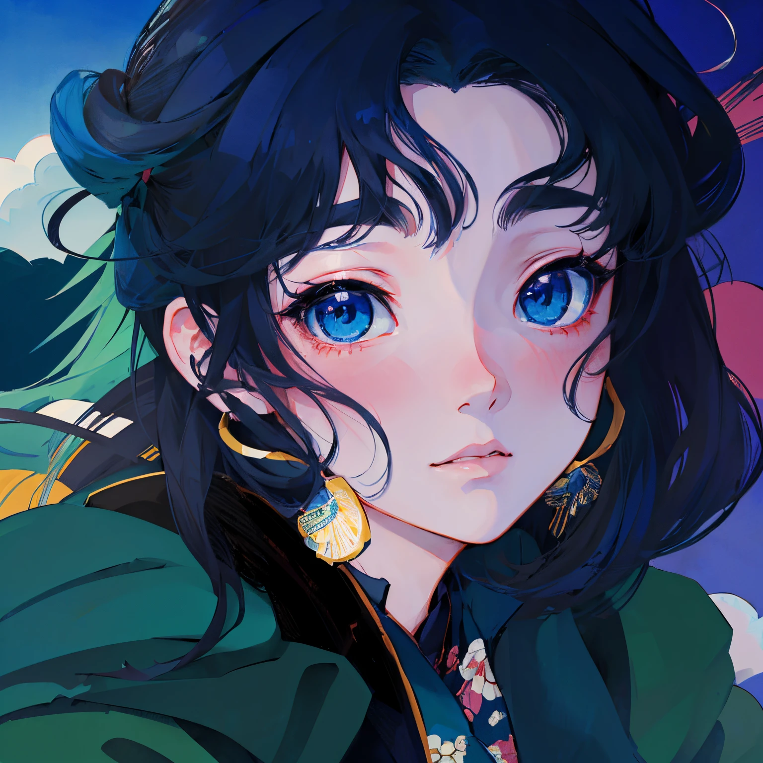 anime girl with blue eyes and a green jacket, digital anime illustration, anime style portrait, beautiful anime portrait, anime style 4 k, stunning anime face portrait, anime style illustration, detailed portrait of anime girl, anime styled digital art, digital anime art, portrait anime girl, anime artstyle, anime portrait, beautiful anime face, portrait of an anime girl