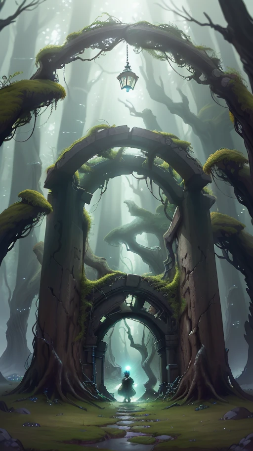 Mystical Portal: In a secluded forest, there stands an ancient, moss-covered stone archway with a shimmering portal. The air around it crackles with energy, and the portal seems to lead to an unknown realm. A single figure, cloaked in mystery, stands before the portal, contemplating whether to cross into the otherworldly adventure beyond.