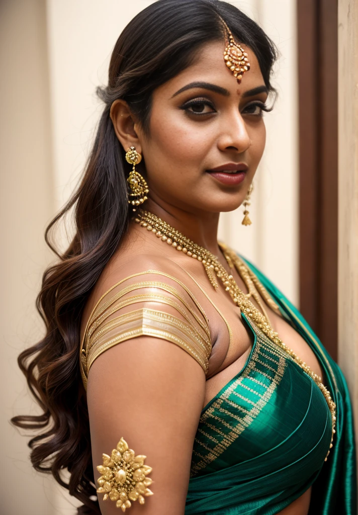 Photographic recreation shoot Inspired from art by mohanan manimala, best quality, modelshoot, profile photoshoot, mastershot, model photography, retouched, movie stills shoot, modelshoot Inspired by art of mohanan manimala, revealing clothes, her exposed charming figure, appealing physique, pale skin, Beautiful lady, extremely gorgeous woman, mallu traditional wear, party wear, summer party wear, designer saree, sexy woman, wedding party wear, hot sleeveless blouse, sexy designer dress, designer blouse, braless, hot party wear, spotless skin, designer sari, fashion saree, 45 years old, sexy sleeveless blouse, armpits exposing, modern Indian aunties, sexy Indian housewife, desi bhabhi hot, sexy giant woman like figure, seductive body, wearing palla, Indian traditional bandeau crop top bra, huge breast, milk tank, mallu woman, mallu actress, mallu aunty, mallu sari model, mallu actress, lusty, perfect thick body, fleshy figure, highly detailed, intricate, flawless, pheromones dropping figure, seductive expression, beautiful face, juicy figure, perfect face, perfect eyes, perfect fingers, round shaped face, curvy, skin texture, hot, small hairs on armpits visible, unshaved underarm, armpit crease, captivating, lusty, charming, attractive figure, mature woman, Kerala model, Kerala actress, nails can be hidden, queen of Lust, High clarity eyes, gigantic figure , extremely seductive, extremely seductive dress,