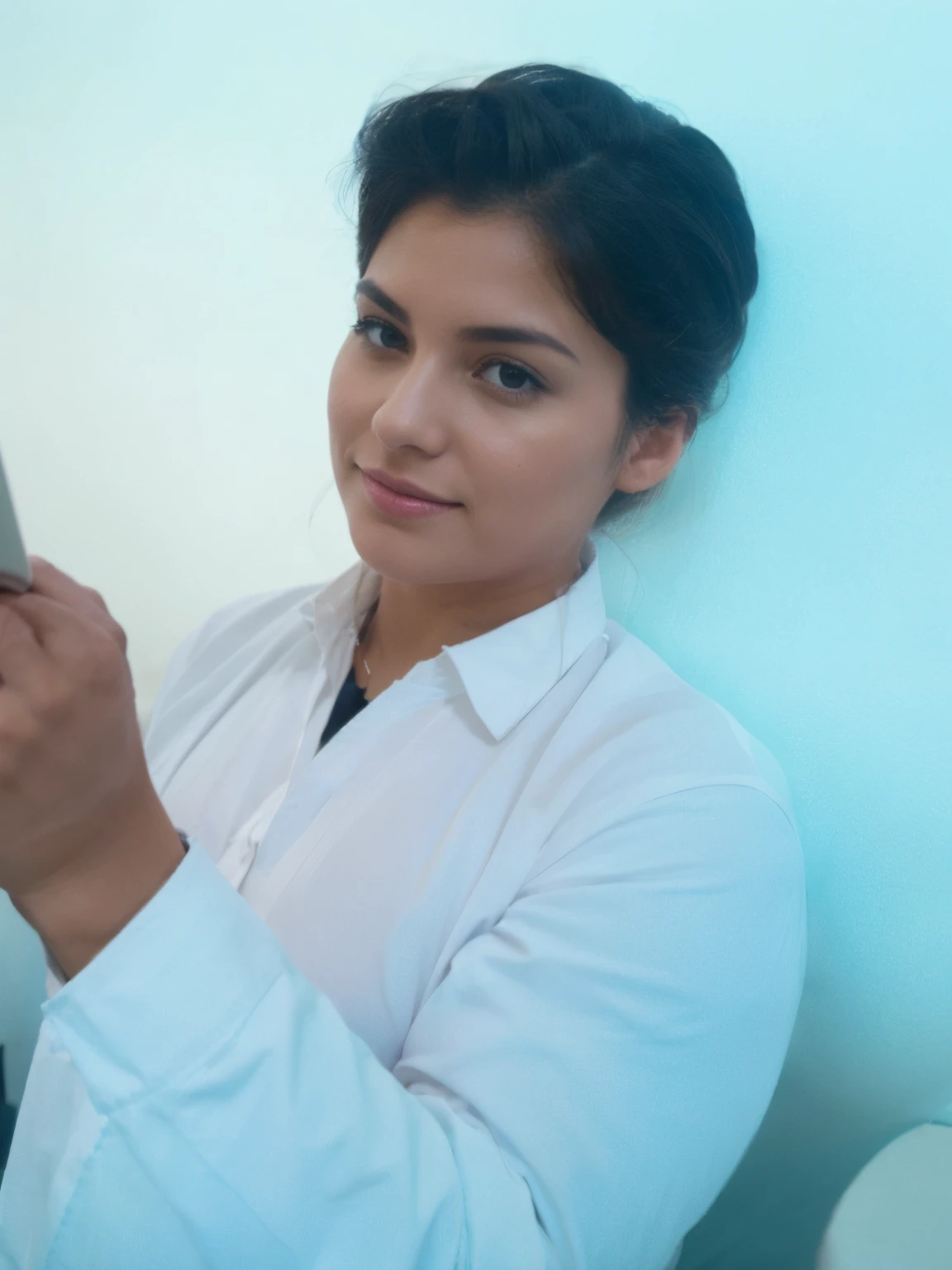 change it to wearing a ?????? and having ???????????