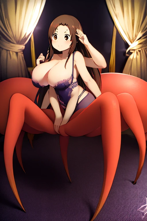 sawakoyamanaka, sawako yamanaka, (brown eyes:1.5), brown hair, glasses, long hair,
BREAK lingerie,
BREAK looking at viewer,
BREAK indoors, bed,
BREAK (masterpiece:1.2), best quality, high resolution, unity 8k wallpaper, (illustration:0.8), (beautiful detailed eyes:1.6), extremely detailed face, perfect lighting, extremely detailed CG, (perfect hands, perfect anatomy), (arachne:1.6), (large breasts:1.6), extra arms