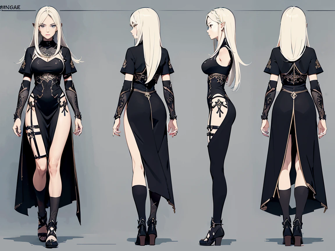 extremely detailed 8k wallpaper, Ultrarealistic, highres, masterpiece, ultra-detailed, high resolution, smooth, video game cut scene, close up, various angles, ung female elf warrior with a very detailed long hair, ((intricate hairstyle:1.3)), ginger hair, pale skin, wearing ripped leather armor, detailed face, focus on face, video game cut scene, smooth, Insanely detailed, (Character Concept Art), (Grey Background:1.4), (Character Sheet:1.6), Character Sketch, Stylized Digital Arts, Bits of Color, Masterpiece, Hand Drawn Sketch, (Realistic Drawing:1.4), High Detail, (Mix of Bold Dark Lines and Loose Lines), Bold Lines, Writings, Arcane Symbols, Runes, Gritty, Dark Theme, Intricate Artwork, 8k, anime, award wining, masterpiece, super detail, detailed background, anatomically correct, best quality, 16k , (tmasterpiece:1.3), extremely Clearines and Loose Lines), Bold Lines, Writings, Arcane Symbols, Runes, Gritty, Dark Theme, Intricate Artwork, 8k