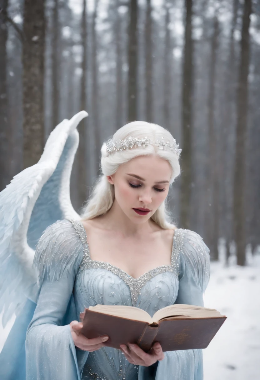 Ice queen from chronicles of narnia, bending over to pick up book