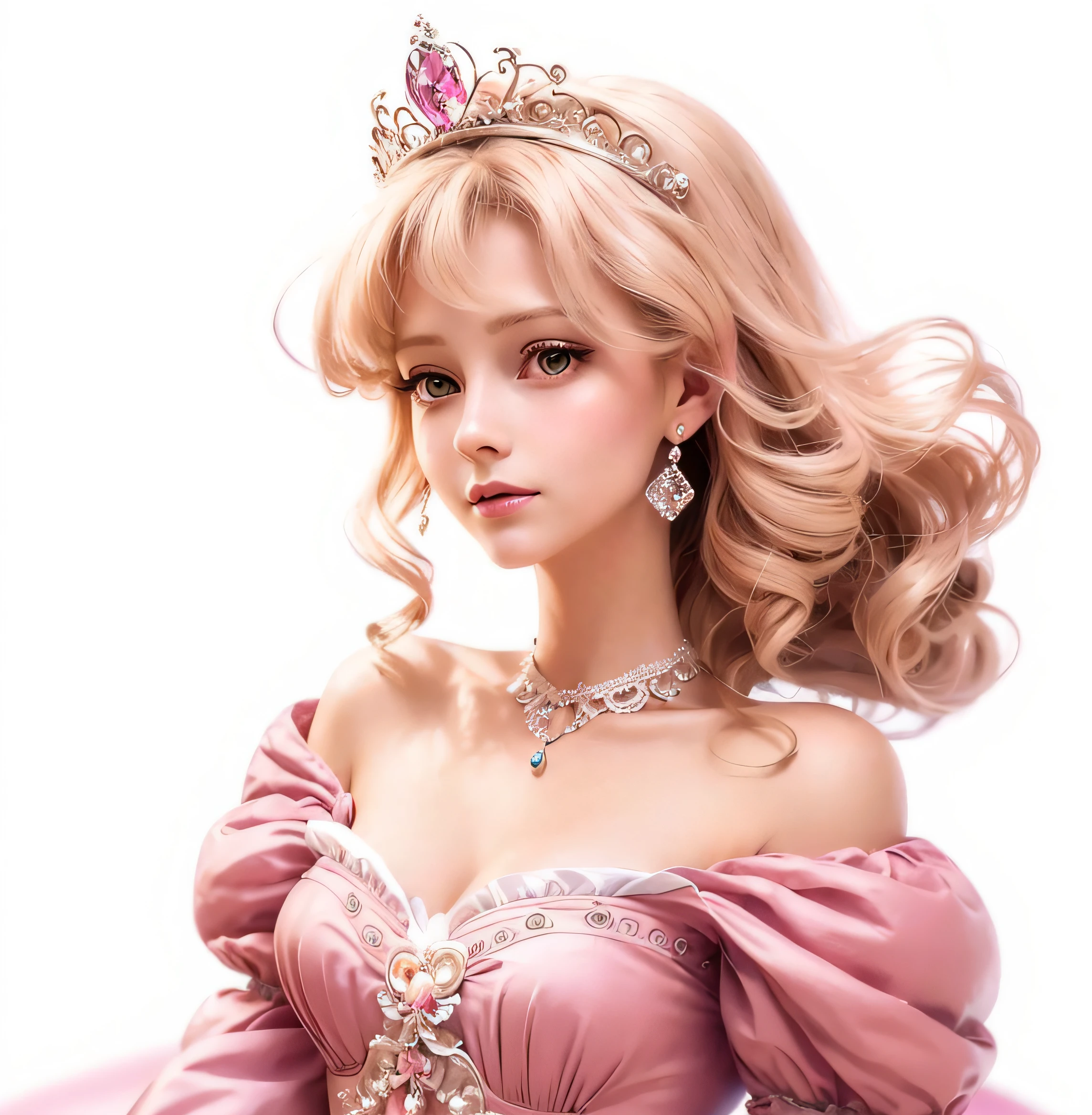 a close up of a cartoon princess with a tiable and a pink dress, princess portrait, beautiful female princess, beautiful princess, beautiful digital illustration, portrait of princess, a beautiful artwork illustration, a beautiful fantasy empress, exquisite digital illustration, stunning digital illustration, ((a beautiful fantasy empress)), blonde - haired princess, in the art style of bowater, princess girl