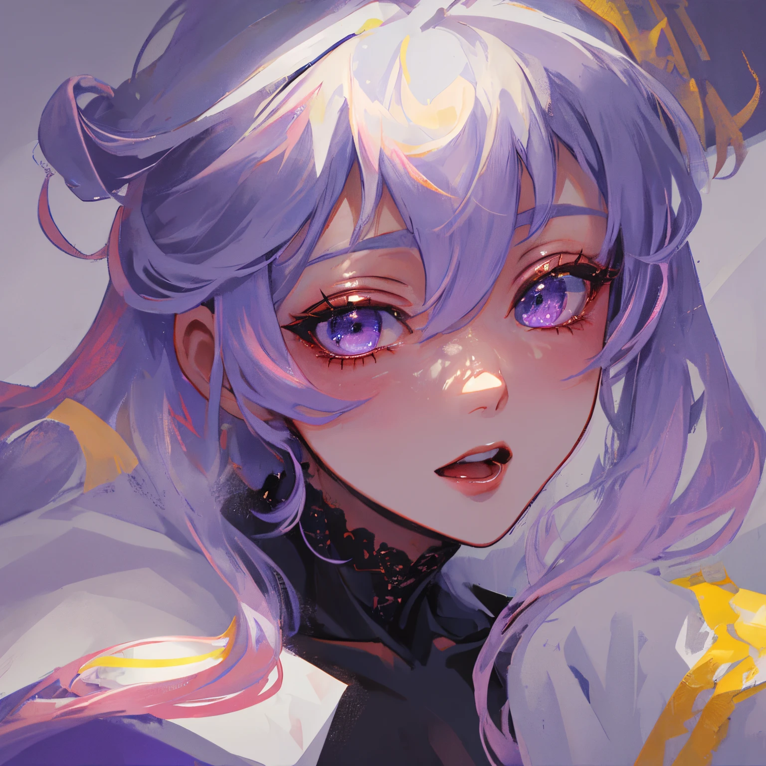 (best quality, high resolution: 1.2), ultra detailed, photorealistic: 1.37, sexy milf purple hair, provocative ahegao look, radiant beauty, curvy figure, seductive confidence, sensual expression, black lace lingerie, soft lighting, passionate atmosphere, vivid colors, subtle seduction, tempting pose, smooth skin, enthusiastic curves, seductive charm, provocative charm, eye-catching long purple hair, masterpiece: 1.2