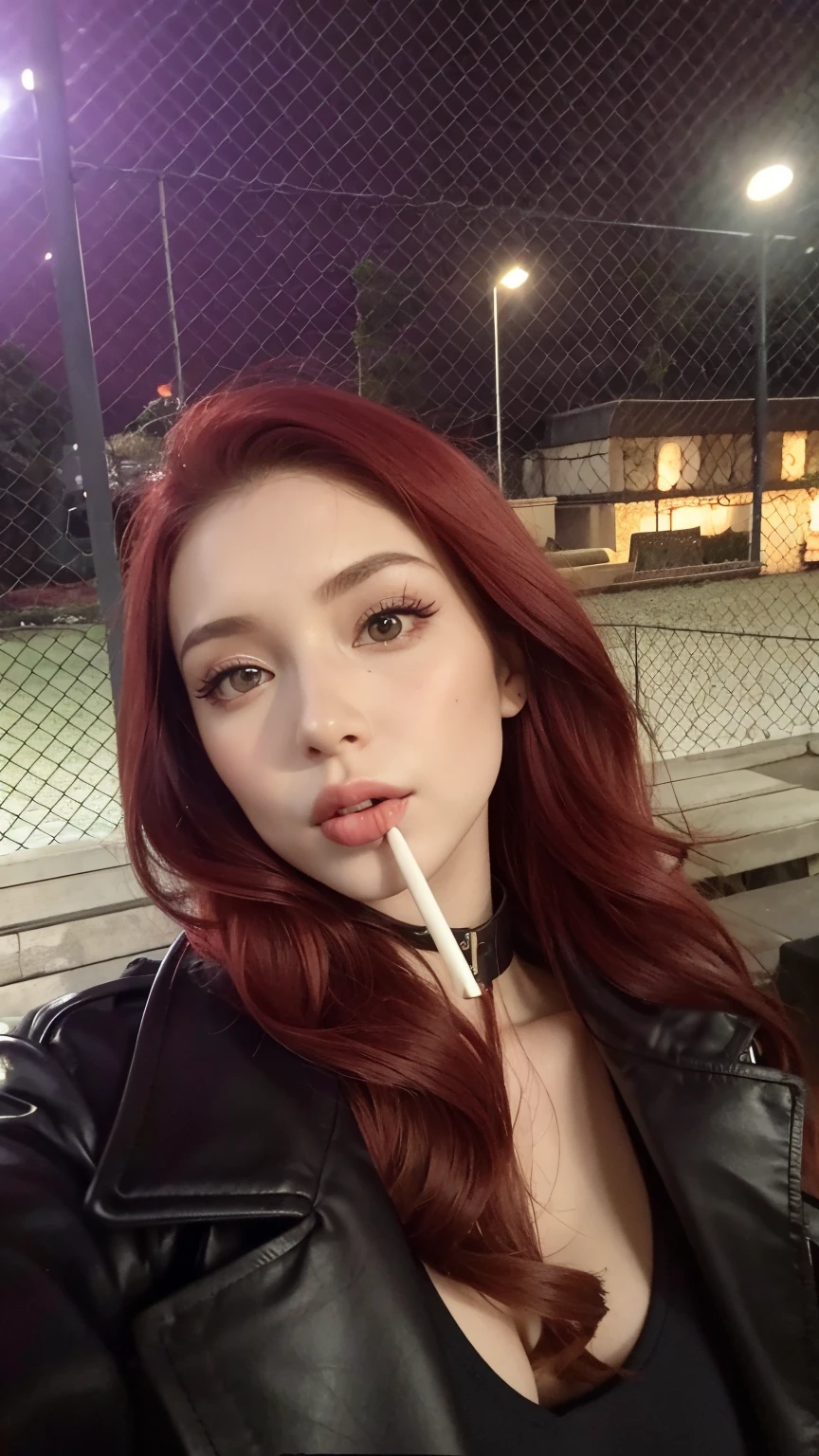 mulher com cabelo vermelho fumando um cigarro em um campo de beisebol, Amouranth, imagem de perfil, mais conhecido como Amouranth, com cabelos ruivos, red head, Redhead Girl, Anastasia Ovchinnikova, Anna Nikonova aka Newmilky, com charuto, Alexandra Waliszewska, com cabelos ruivos e olhos verdes, with pale skin, foto de perfil headshot