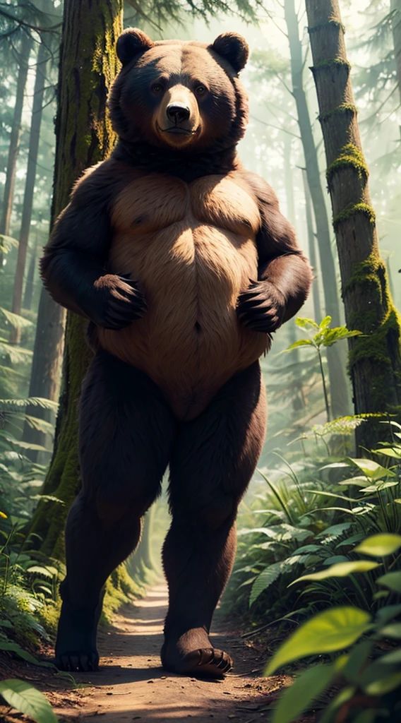 1bear with human legs、In the forest