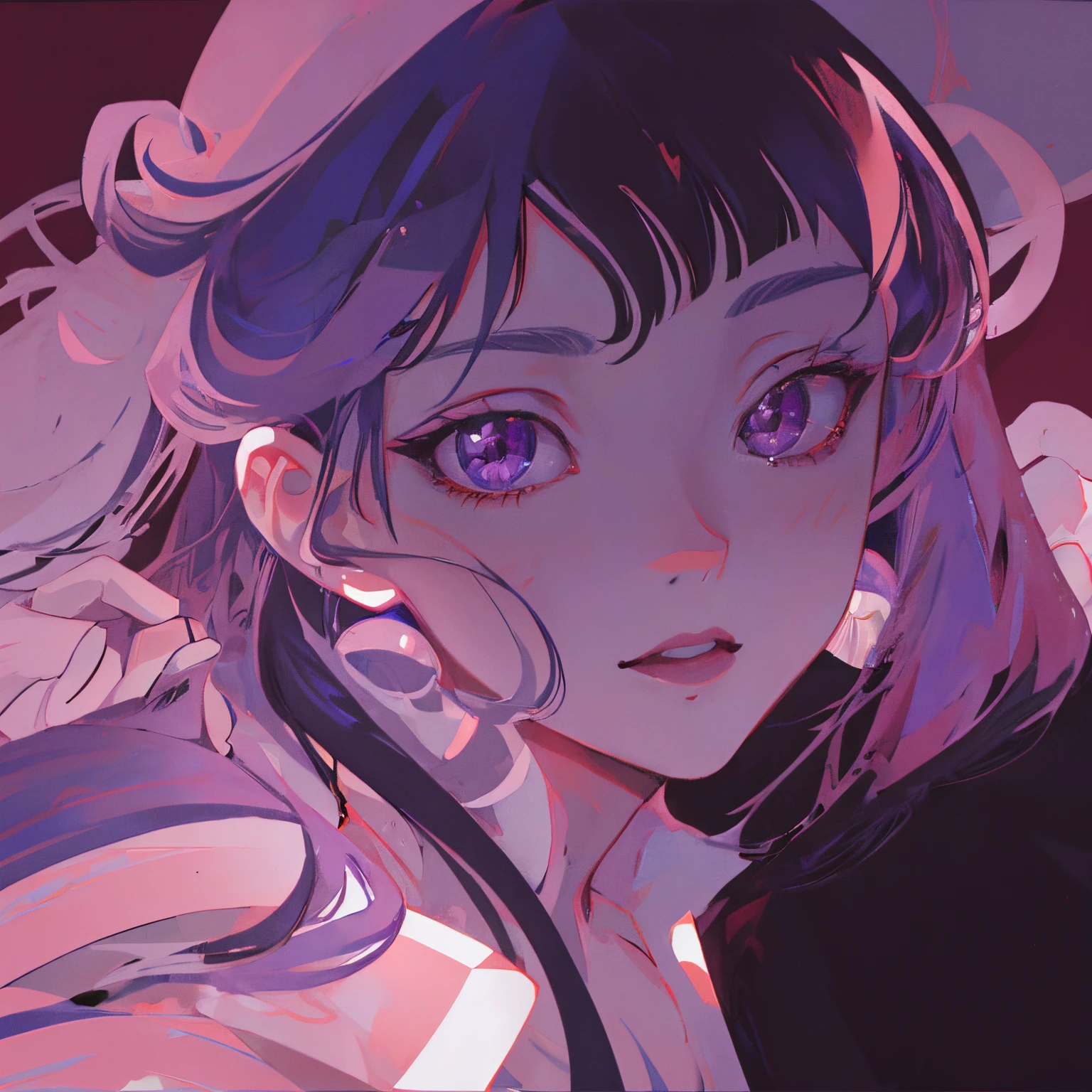 (best quality, high resolution: 1.2), ultra detailed, photorealistic: 1.37, sexy milf purple hair, provocative ahegao look, radiant beauty, curvy figure, seductive confidence, sensual expression, black lace lingerie, soft lighting, passionate atmosphere, vivid colors, subtle seduction, tempting pose, smooth skin, enthusiastic curves, seductive charm, provocative charm, eye-catching long purple hair, masterpiece: 1.2