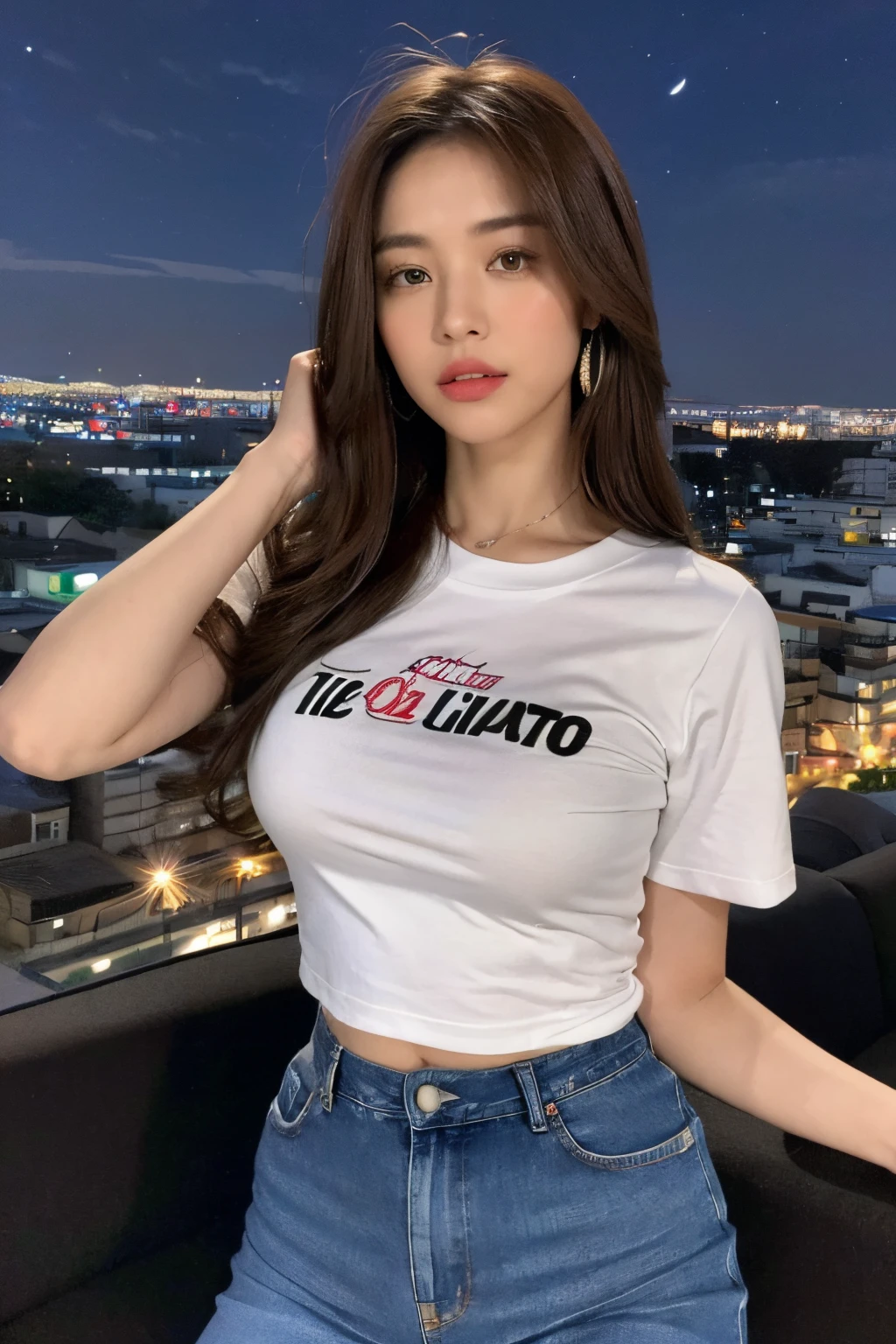 miss,45 years old,full,t-shirt,Upper body