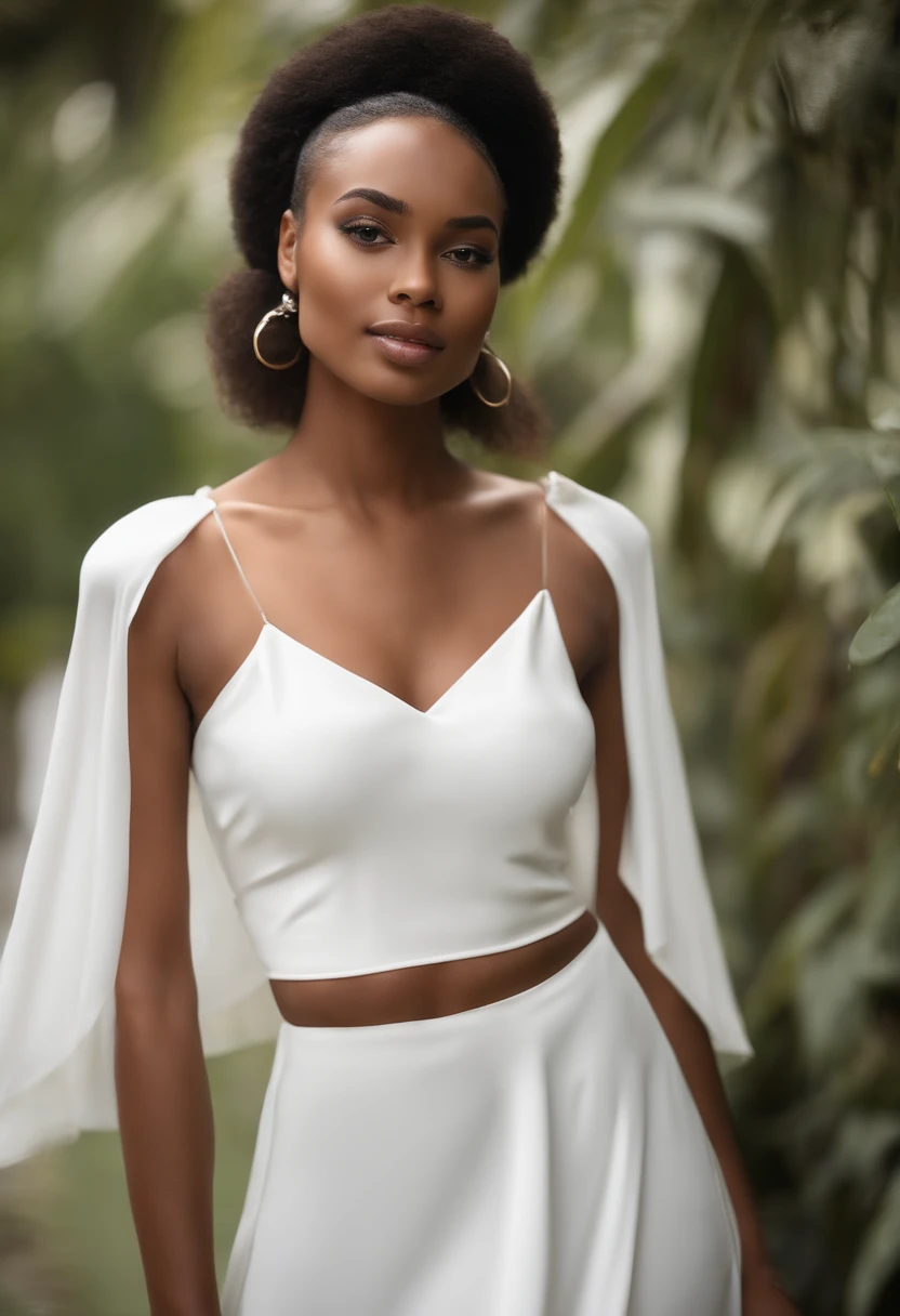 Mulher brasileira com cabelo cacheado afro usando um vestido branco, liso, flowing silk dress, vestido tecido leve, mulher jovem muito bonita, mulher bonita jovem, mulher jovem bonita, belo rosto jovem, modelo bonito da menina, belo rosto delicado, menina modelo bonita, modelo feminino bonito, foto retrato suave 8 k, mulher com cabelo crespo afro, mulher bonita do rosto, rosto bonito atraente, rosto bonito feminino, rosto feminino bonito, beautiful face and flawless skin , corpo inteiro