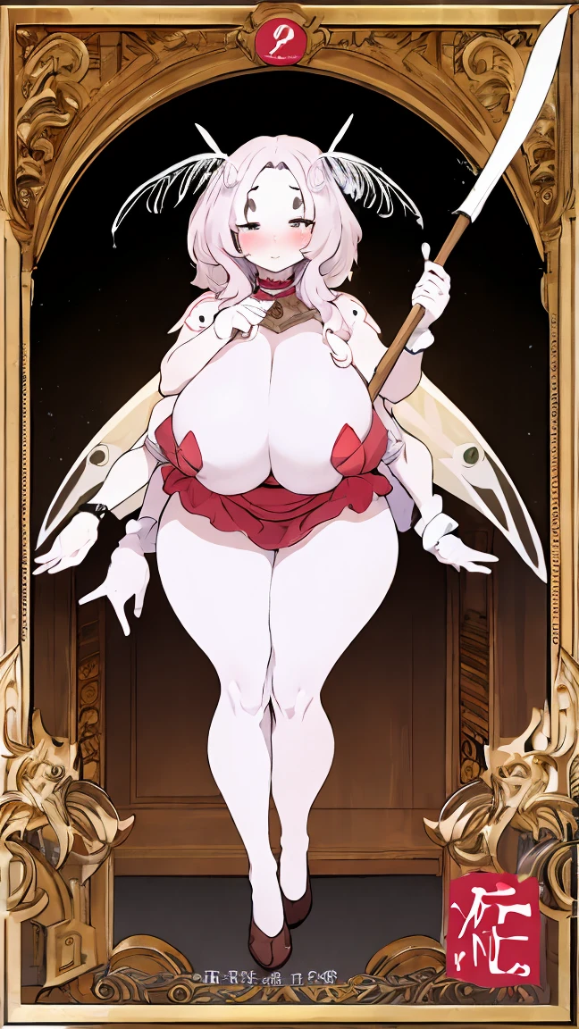 Background with:Western aristocratic room（wide々and study、bookcase、Large desk lined with historical Western antiques、Big old clock、Large houseplants、astronomical telescope、antique、Old brown globe、Stuffed deer head）。Laugh invincibly、show the grinps、a smile、Curvaceous but slender、Fantastic hair color、ornament detached、Black and white and ruffled maid clothes、Separate Wear、Niso、accessorized、Bracelets、Misanga、a necklace、arm band、Muchimuchi Body、well-muscled、mole、shairband、Distinctive charm points、Eyebrows、Sareme、poneyTail、Muscular nose、red blush、offensive、one eye covered、、Carrying a large scythe、Fleshy lips、Physical beauty、Black Choker、disheveled hair、Unique fashion、Depiction in motion、soft sunlight、Combining Light and Shadow、(top-quality、hight resolution、8k、​masterpiece:1.2) 、(Cute)(masutepiece), (Best Quality),1girl in,Upper body,(double exposure:1.2),(Simple background:1), (Cinematic Angle),(Dynamic Angle),(Low contrast),(Flat color:0.7)。complex details beautiful and delicate eyes, Smooth Anime CG Art, Detailed Digital Anime Art, official artwork, pixiv style, Detailed anime artwork, (moth girl:1.6), (hyper hourglass figure:1.6), extra arms, (:1.6)