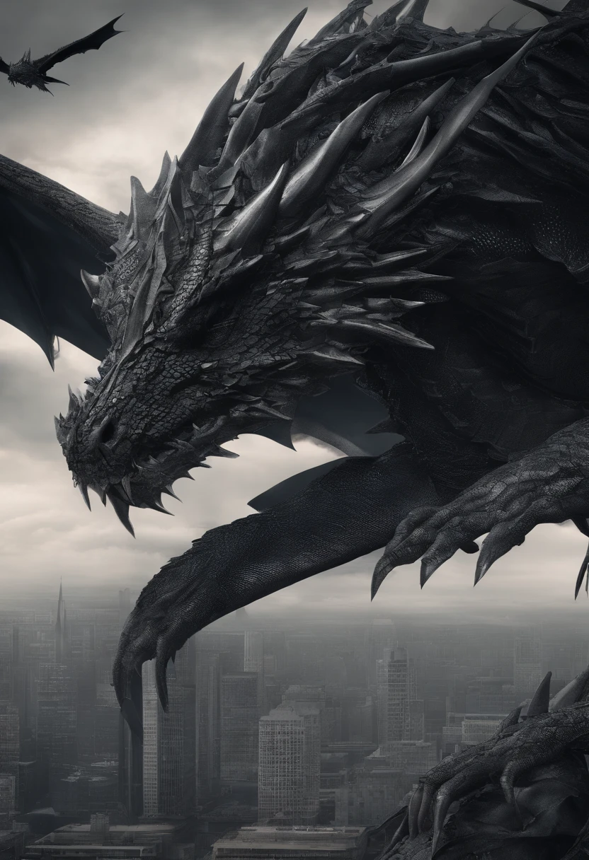 Dark Dragon of geographic data in detailed hyperrealism photoshoot style