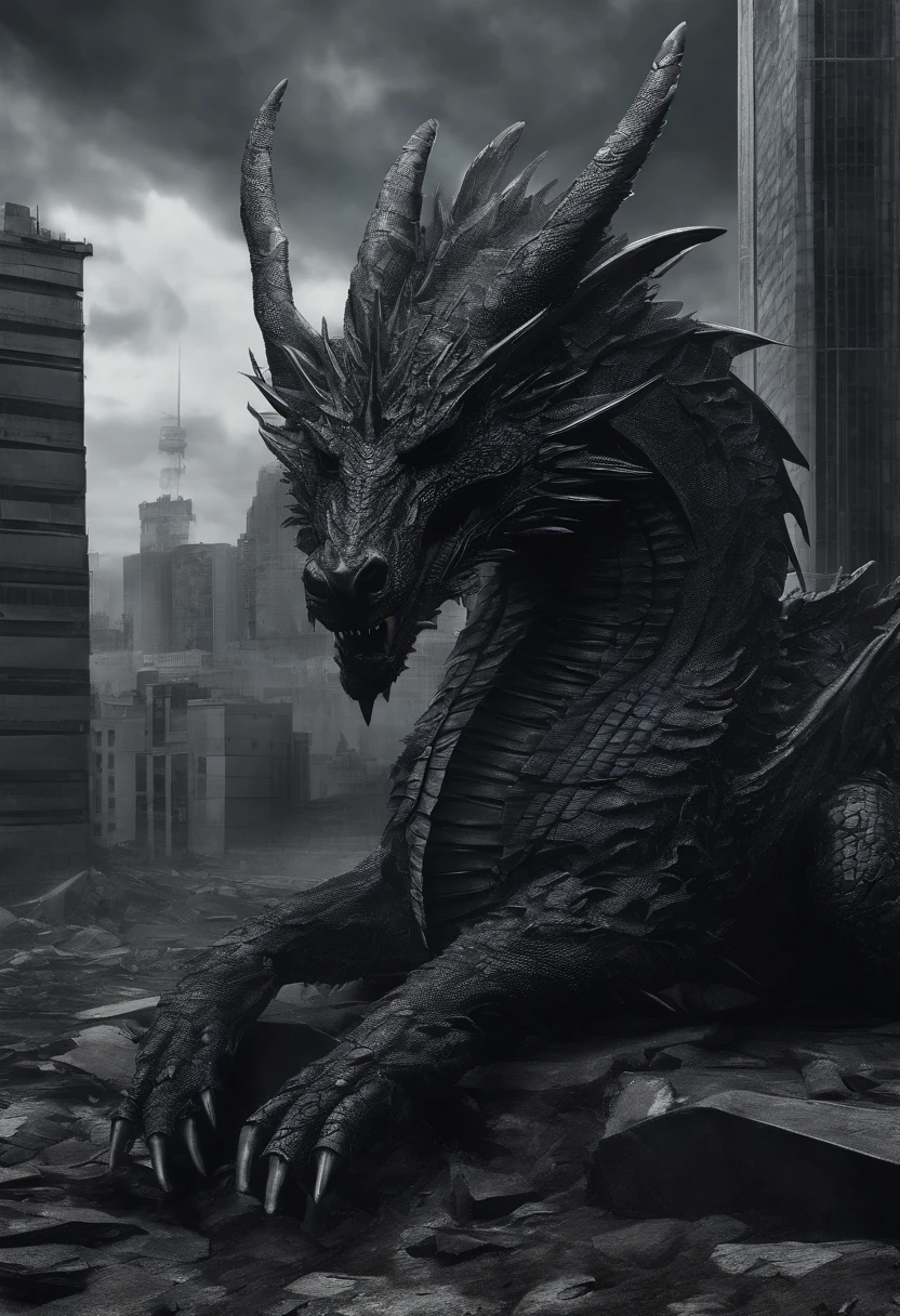 Dark dragon of geographic data in the style of detailed hyper-realistic photography、