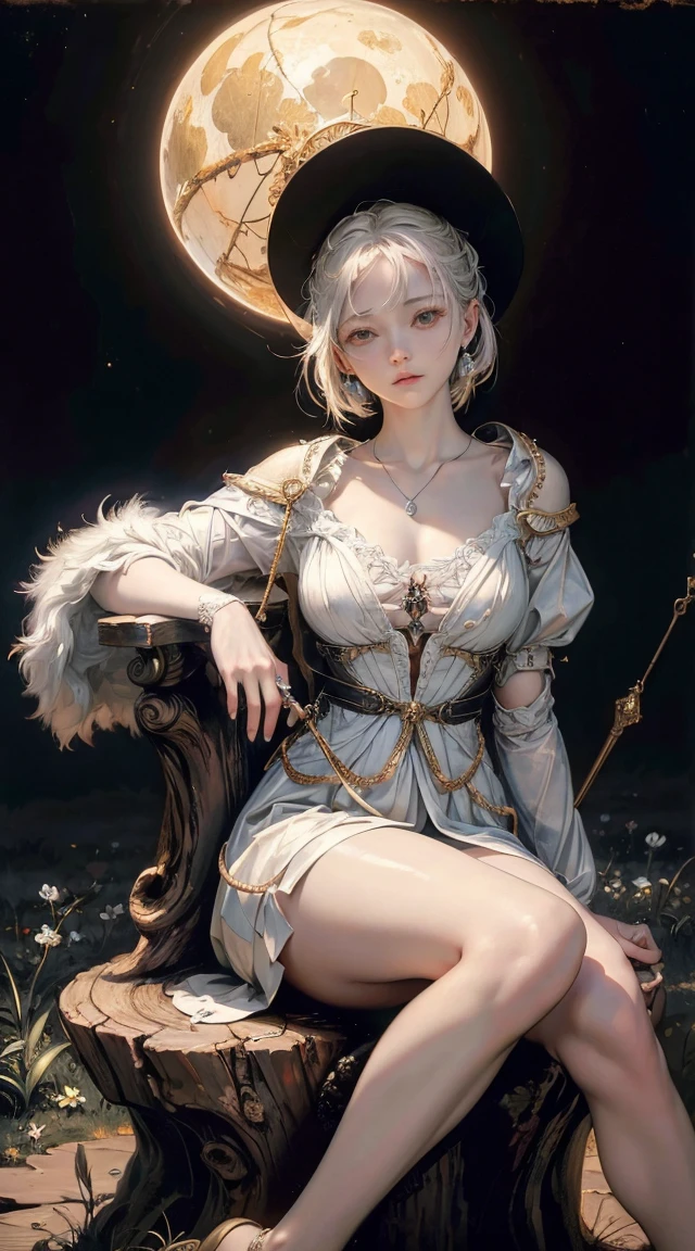 a cute angel woman (mature, adult) is sitting on a stump, holding a magical glowing ball, white fluffy clouds in the sky (art by Caravaggio), renessans (dark-light contrast oil palette canvas/acrylic), intricate, extreme detail, complex key, ((single shot)), ((best quality)), ((masterpiece)), ((realistic)), 8k
