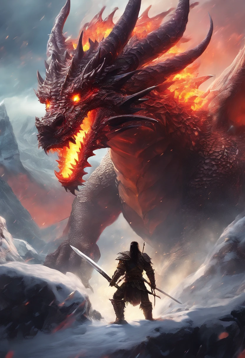 A snowy mountain, A dragon, Una guerra
(La mejor calidad,4k,8k,Altas Resoluciones,Obra maestra:1.2),Ultra detallado,(realista,fotorrealista,fotorrealista:1.37),HDR,UHD,Studio lighting,Pintura ultrafina,foco nítido,physically based representation,extreme detail description,profesional,vivid colors,Bokeh,Paisajes,horror

Etiquetas:
Snowy mountain, Dragon, ERA, Intensa batalla, Flying Dragon, paisaje nevado, Soldados luchando, Fierce confrontation, peligro, epic scene, Guerreros, miedo, criatura poderosa, Hielo y nieve, Humo y fuego, Luchando por la supervivencia, Helada, Majestic Dragon, epic war scene, Adrenalina, mystical dragon, aliento helado, Guerreros decididos, Batalla heroica, Magical atmosphere, Dramatic lighting, Campo de batalla congelado, chaotic fight, Lucha con espadas, Brave heroes, Conquista y protege, stunning images, oscuro e intenso, Inmenso poder, Gritos de batalla, Mythical world