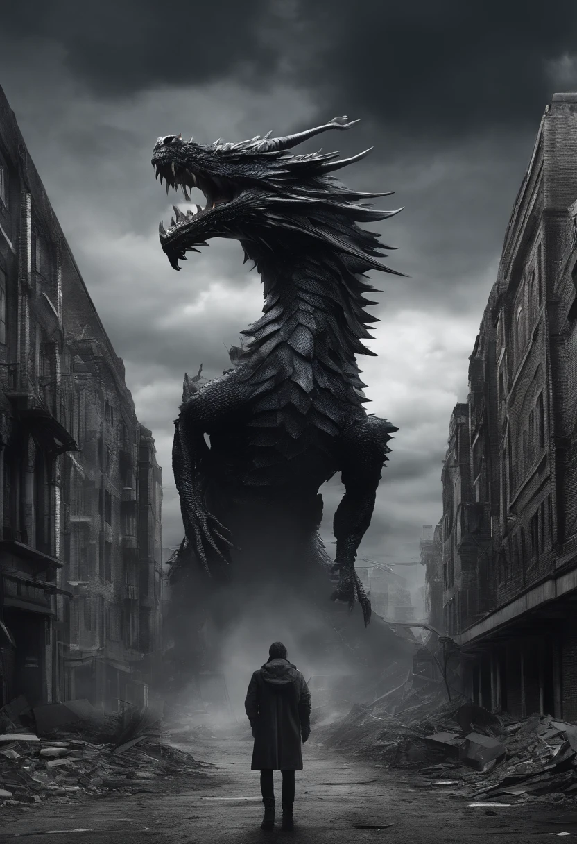 Dark Dragon of geographic data in detailed hyperrealism photoshoot style