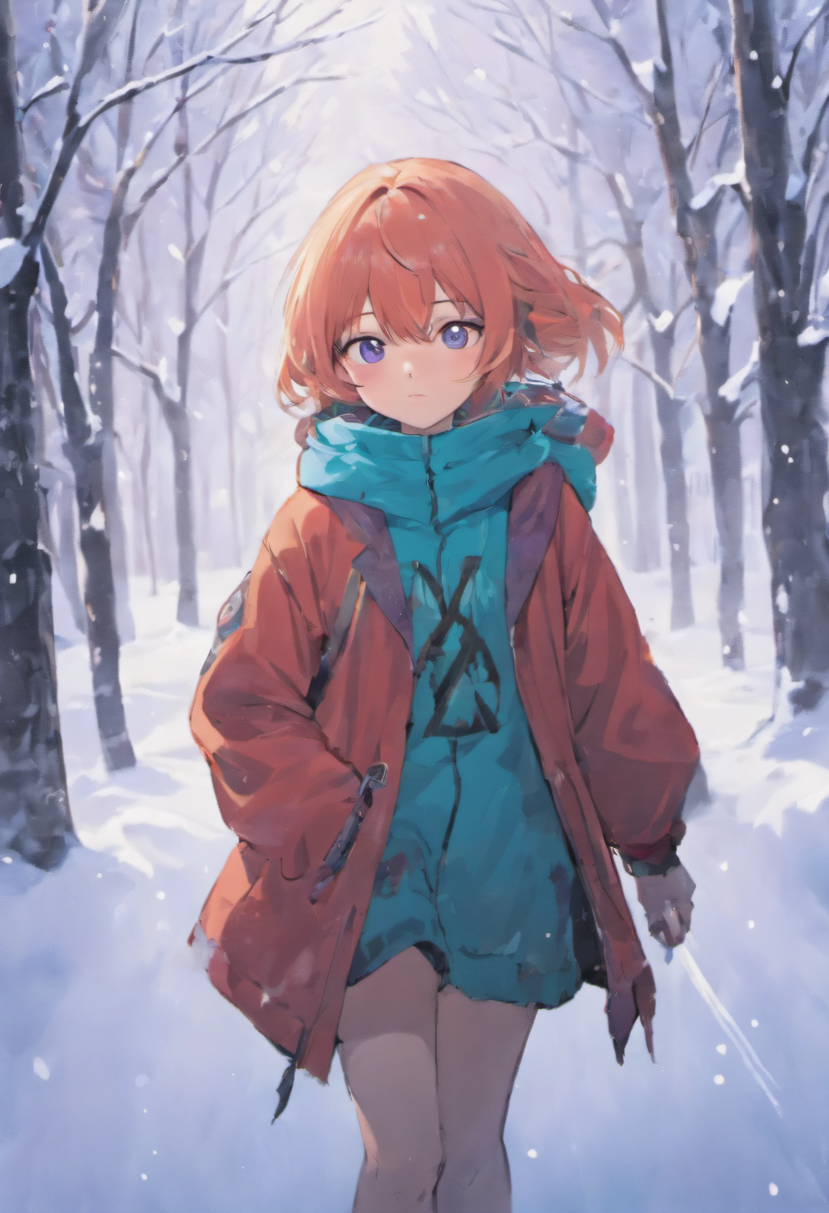 The girl was , Dressed in rags, Carrying a shotgun in the snow
