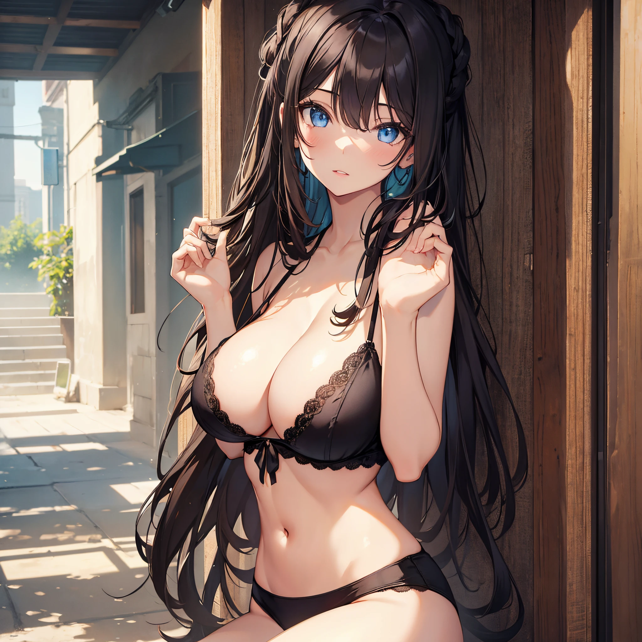 masterpiece, best quality, high resolution, 1girl, big tits, cleavage, beutiful eyes, perfect body