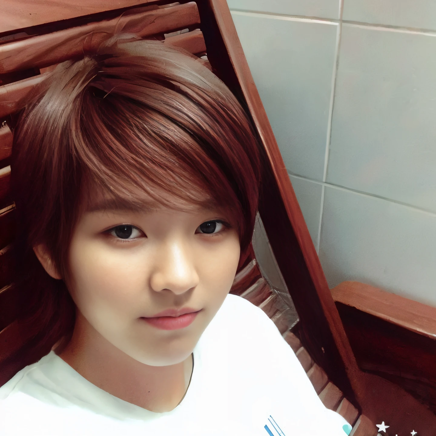 (Korean male, Eyes, 1 Wear a dark blue suit over a white crewneck shirt，Wear dark blue trousers, No tie, Attractive and serious look, kurzes dunkles Haar, Straight hair, Rollover, Slightly exposed forehead, Shaved and moderately muscular body (high quality and realistic image), Sit in a work chair against dark black office and cinematic lighting background ((Best quality, 8K, Masterpiece)