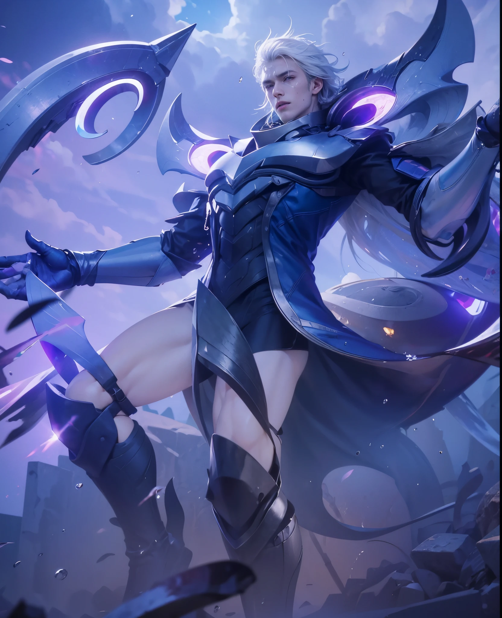 (max resolution: 1.2), (Ultra HDTV: 1.2), 8K resolution, Eye and skin details, detailed facial features, , (Sharp focus: 1, 2), ( Accurate focus) facial expressions: 1,2), 1 boy standing, 20-25 years old, (White hair), (Shirtless), Shirtless, Perfect muscles, 8 pack, (light sweat, white fluid, splashing all over the body), (Black briefs), Blue sky, Tree mortar, Transplant, ((Little drops of water on 8-pack abs)), (((water, water))), splashed all over his face, splashed all over his abs, splashed all over his body, his face turned red from embarrassment. ((There is a faint word SelenaAI in the corner of the photo)),Blue sky, white clouds, light sunshine, beach background, (hairy), showing hair