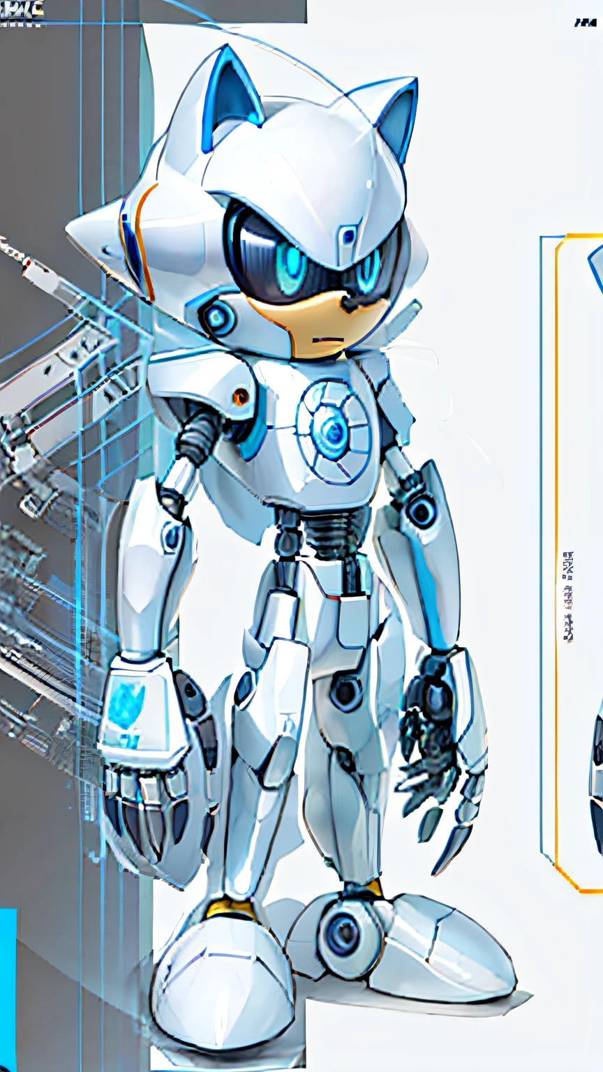 Sonic,high high quality,Robot design, Mecha robot details, Robot anatomy elements, Toy character design robot, mechanical robot body, Concept robot, vitruvian mecha, industrial design, Robot illustration,