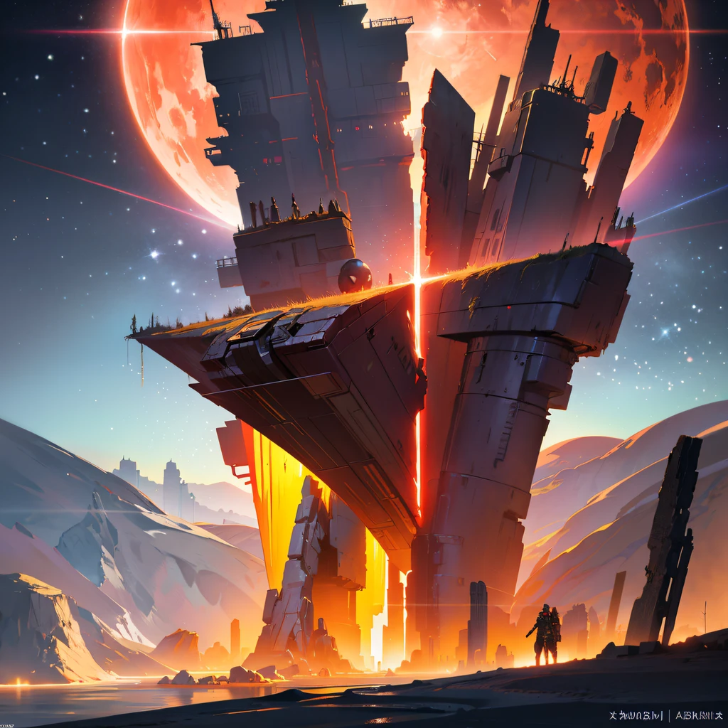 he Great Rift Valley region of the Martian Mo River alluvial plain，Rock Sugar Onyx nuclear-powered command gunboat Black Gold Cruiser Tower Snow Red Marble Glow Space Station 1:3 Models，starrysky，Cyberpunk art of a，Rembrandt light，Detail portrayal，macro shot，surface reflection，high definition detail，Dingdall effect，Light and shadow intensification，The light shines，particle fx，3D modeling，Surface reflected light，detail-rich，The texture is delicate，Strong visual impact，Hyper-detailing，A high resolution，high saturated，Ray traching，Light and shadow effects，16K smooth，A high resolution