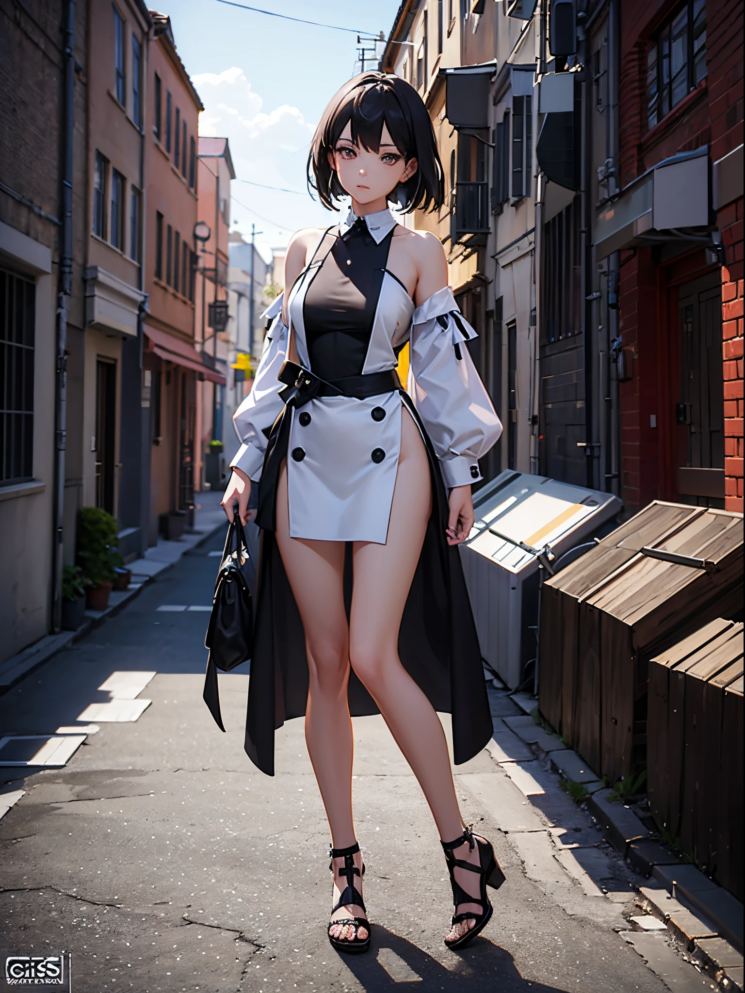A woman wearing a white backless dress，He wears black stockings on his legs，The figure is good，The is very detailed，[ 4K realism ]!!, [ 4K realism ]!!!, [ 4K digital art ]!!, Realistic shadow perfect body, realisticlying!!!!!!! art-style, photorealistic anime, by Shitao, Popular topics on cgstation, Casual pose, realistic anime 3D style