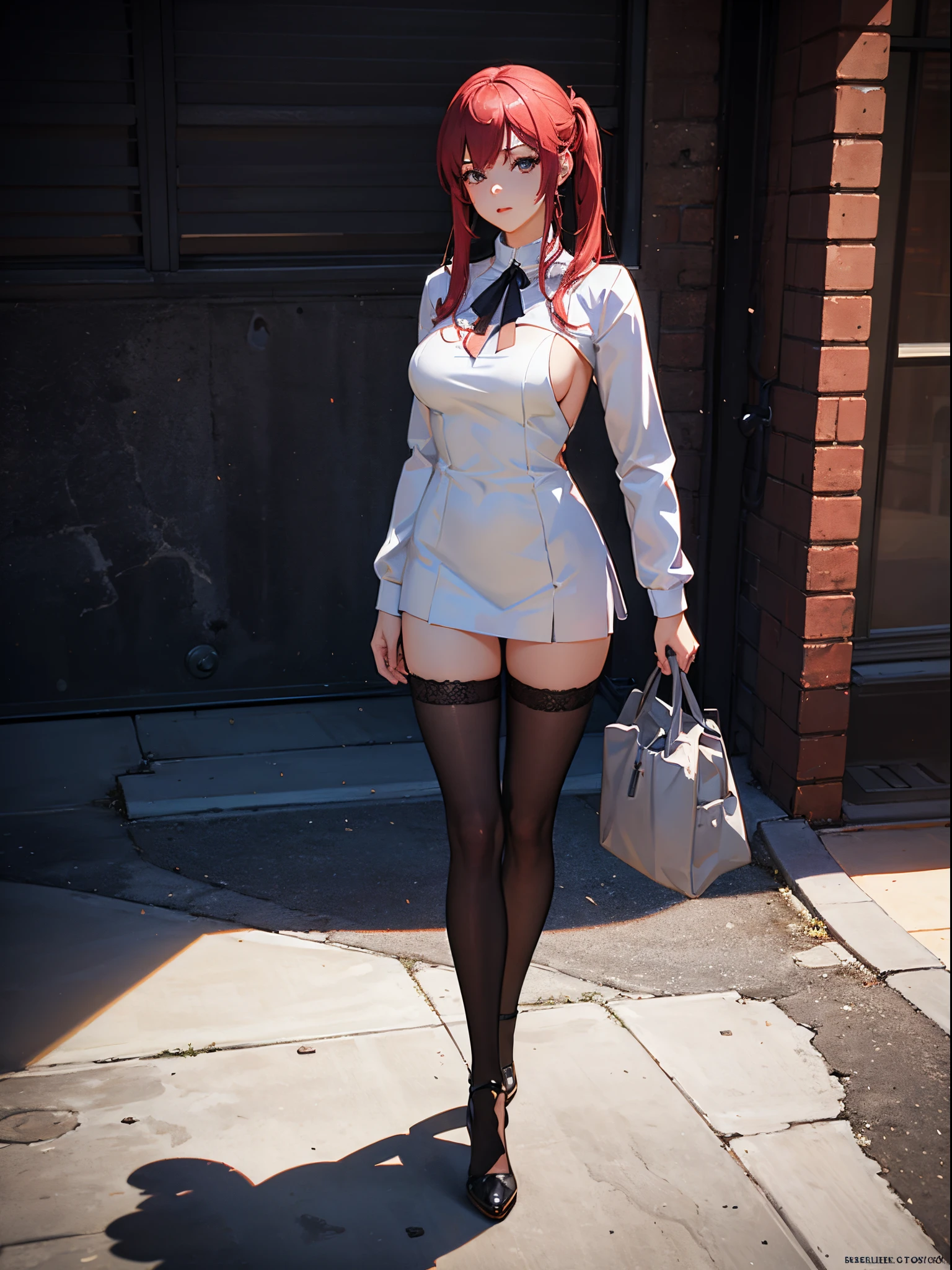 A woman wearing a white backless dress，He wears black stockings on his legs，The figure is good，The is very detailed，[ 4K realism ]!!, [ 4K realism ]!!!, [ 4K digital art ]!!, Realistic shadow perfect body, realisticlying!!!!!!! art-style, photorealistic anime, by Shitao, Popular topics on cgstation, Casual pose, realistic anime 3D style