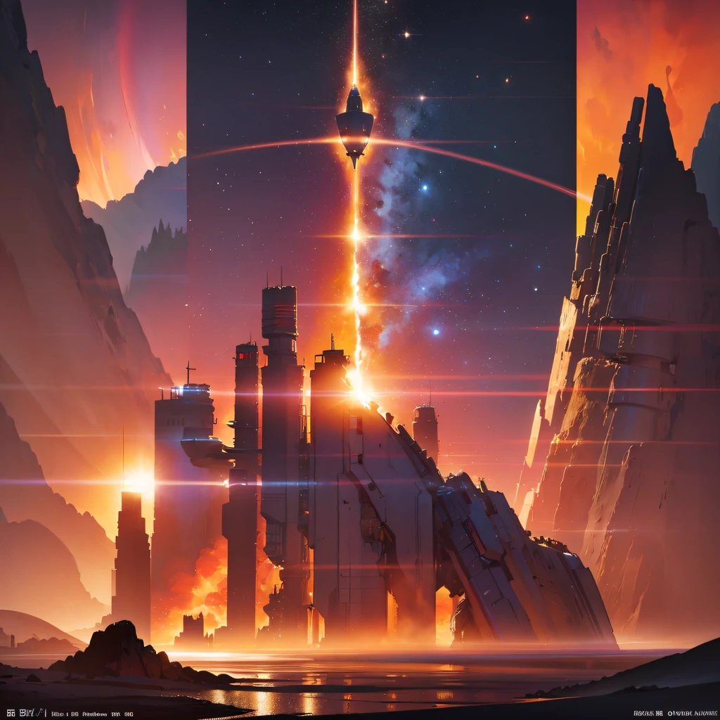 he Great Rift Valley region of the Martian Mo River alluvial plain，Rock Sugar Onyx nuclear-powered command gunboat Black Gold Cruiser Tower Snow Red Marble Glow Space Station 1:3 Models，starrysky，Cyberpunk art of a，Rembrandt light，Detail portrayal，macro shot，surface reflection，high definition detail，Dingdall effect，Light and shadow intensification，The light shines，particle fx，3D modeling，Surface reflected light，detail-rich，The texture is delicate，Strong visual impact，Hyper-detailing，A high resolution，high saturated，Ray traching，Light and shadow effects，16K smooth，A high resolution