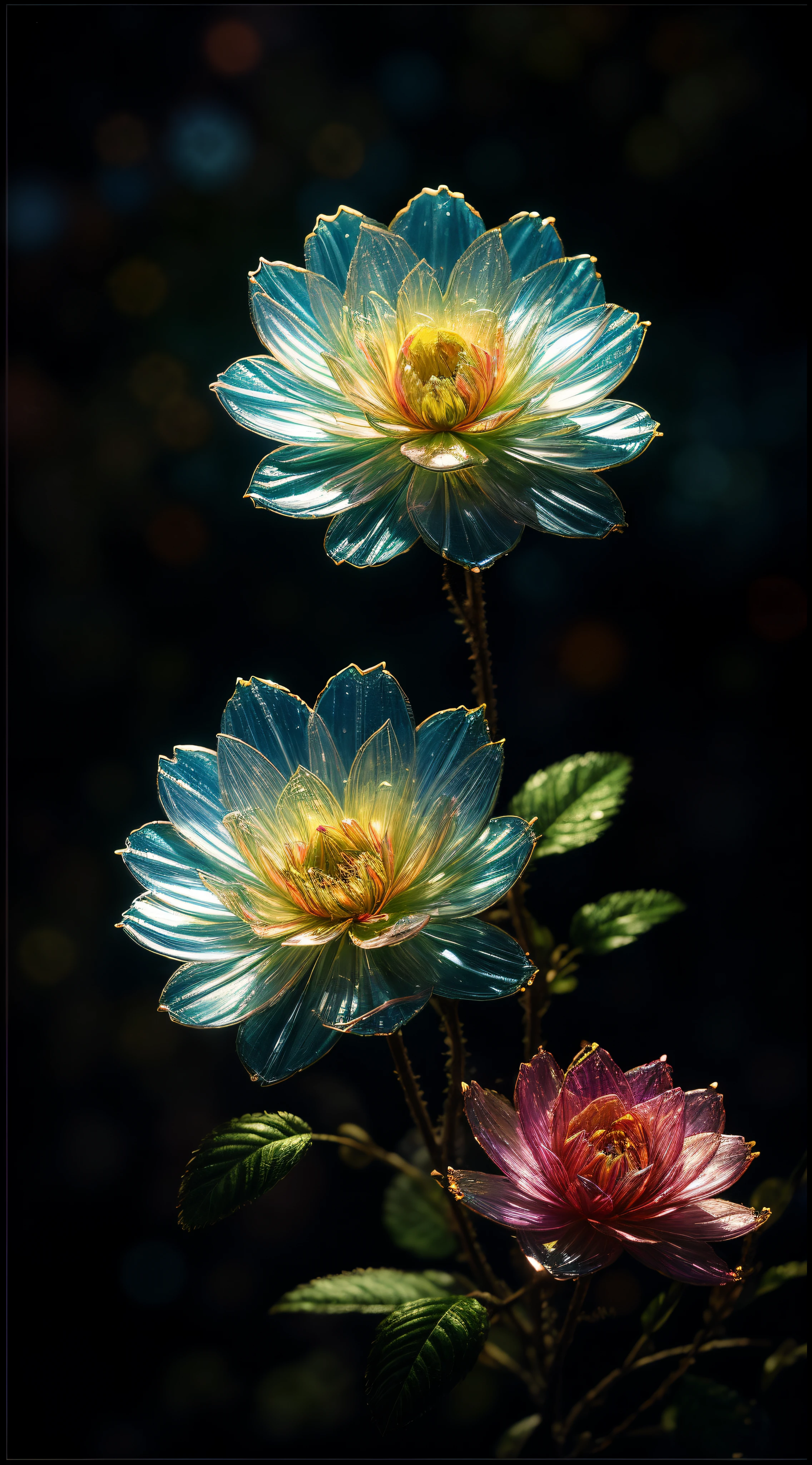 flor de cristal da primavera,
fantasia, galaxy, transparente,
cintilante, cintilante, shining, colorido,
magic photography, lighting dramatic, Foto realism, ultra-detalhado, 32k, profundidade de campo, alta resolução