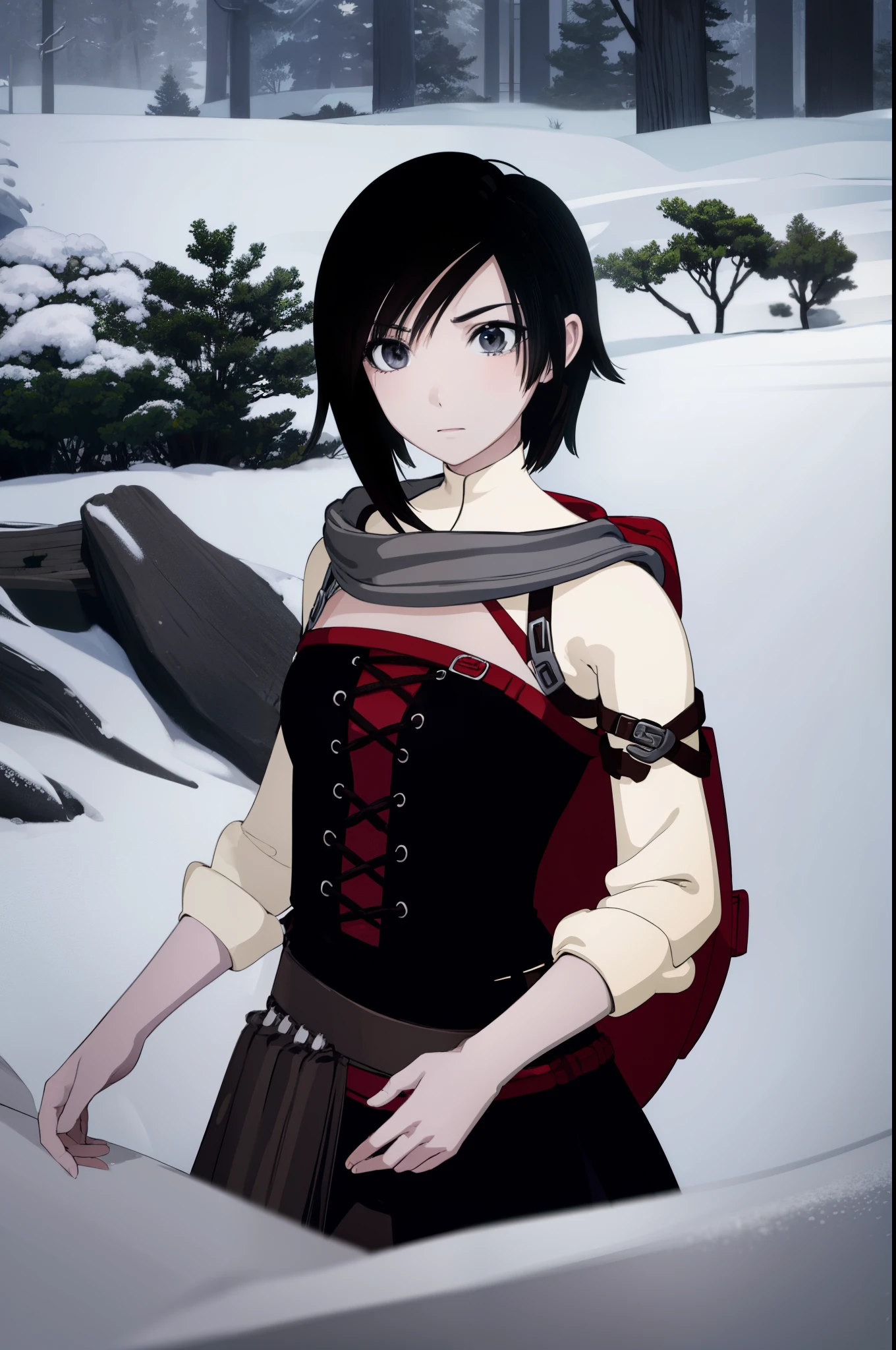 rubyrose, ruby rose, black hair, short hair, (grey eyes:1.5),
BREAK ,
BREAK outdoors, night, nature, forest,
BREAK looking at viewer, (cowboy shot:1.5),
BREAK (masterpiece:1.2), best quality, high resolution, unity 8k wallpaper, (illustration:0.8), (beautiful detailed eyes:1.6), extremely detailed face, perfect lighting, extremely detailed CG, (perfect hands, perfect anatomy),