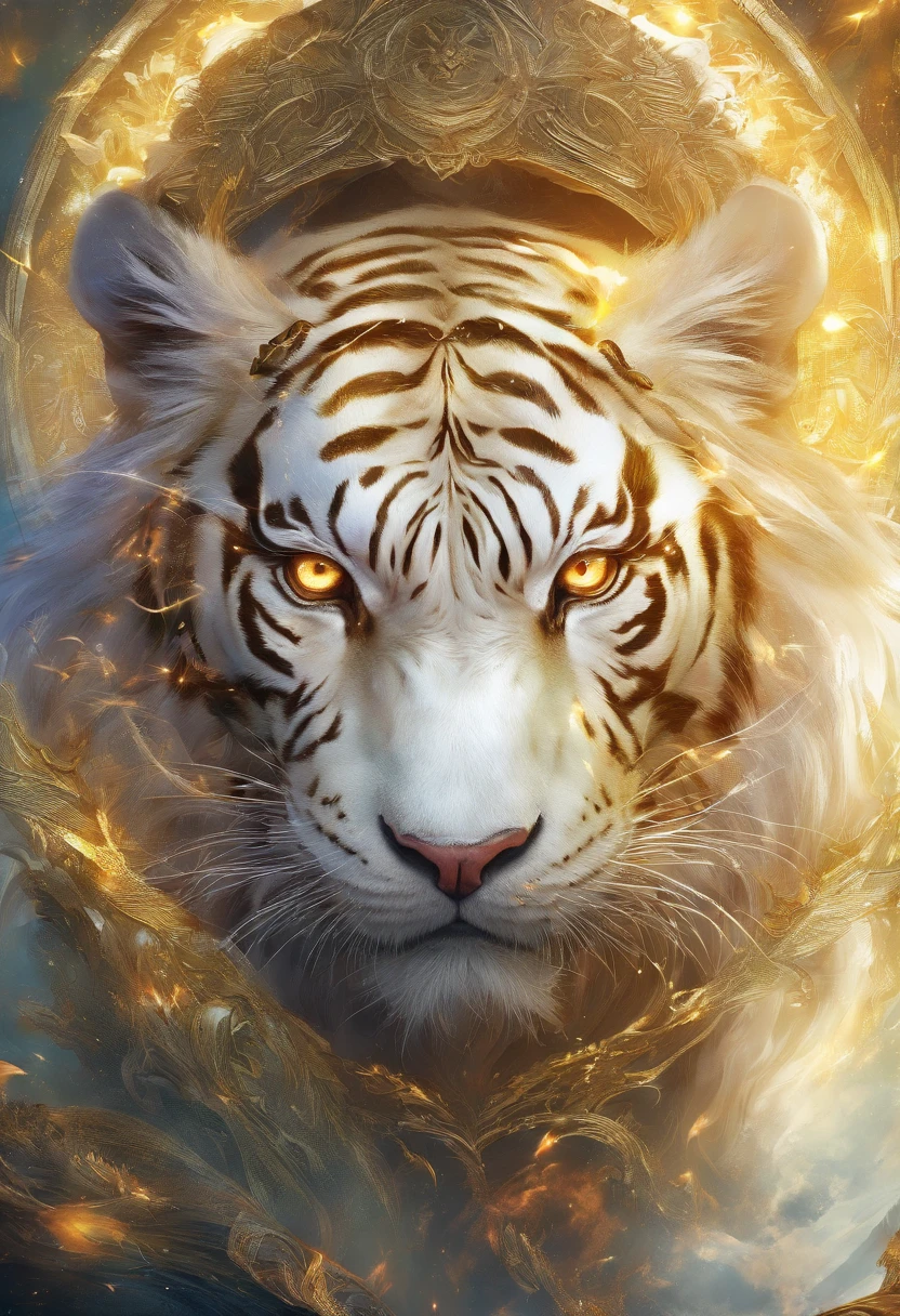 lightand shade contrast, god light, closeup cleavage, from below, hyper HD, acurate, tmasterpiece, super detailing, high qulity, high detal, Award-Awarded, Best quality at best, A high resolution, 8K ,
((Full body close-up of the mythical white tiger)), The sacred beast in the Mountain and Sea Sutra, Complete body, Transparent hair, Angry eyes,Metal properties,(It has white fur and paws),Big Yellow Cave Well,,tmasterpiece,超A high resolution,Exquisite details create stunning images, Epic effect