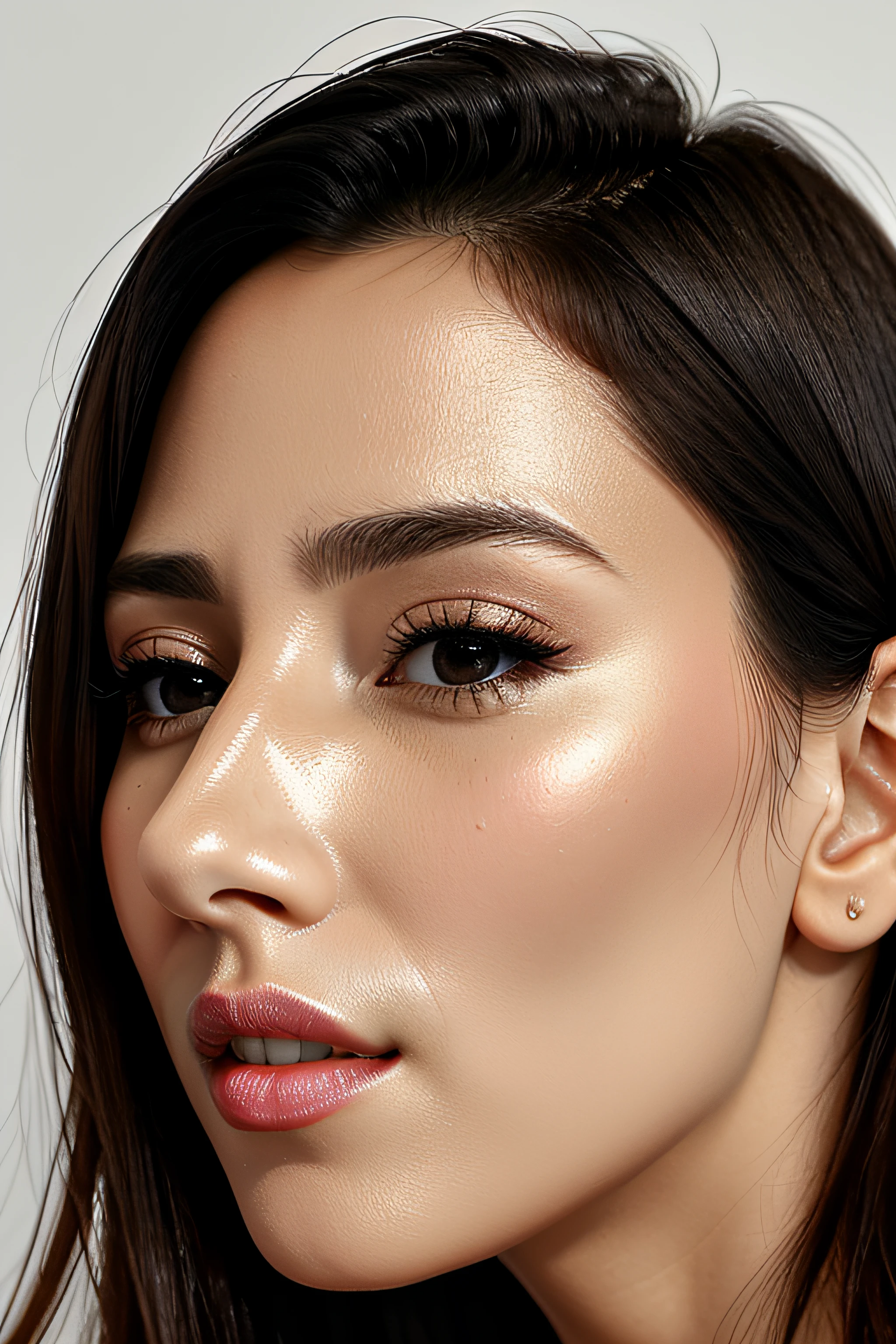 1girl in.masutepiece,,award - winning photo, Extremely detailed, sharp focus on eyes, Nose and Mouth,Face Focus, Woman with mouth open and eyes closed, Black camisole、32years old,A dark-haired、Wrinkles in the eyes:1.0、Symmetrical face,Realistic nostrils、Angle from below、elongated C-shaped nostrils,,,,,,,,,,,,NSFW,Inside a Chanel store、Lighting that emphasizes skin glowing with sweat、((sharp nose))Skin shiny with sweat、shinny skin、(Trembling girl)vaginal,SEX,Back,wet and shiny lips、Wide-angle lens distortion removal、