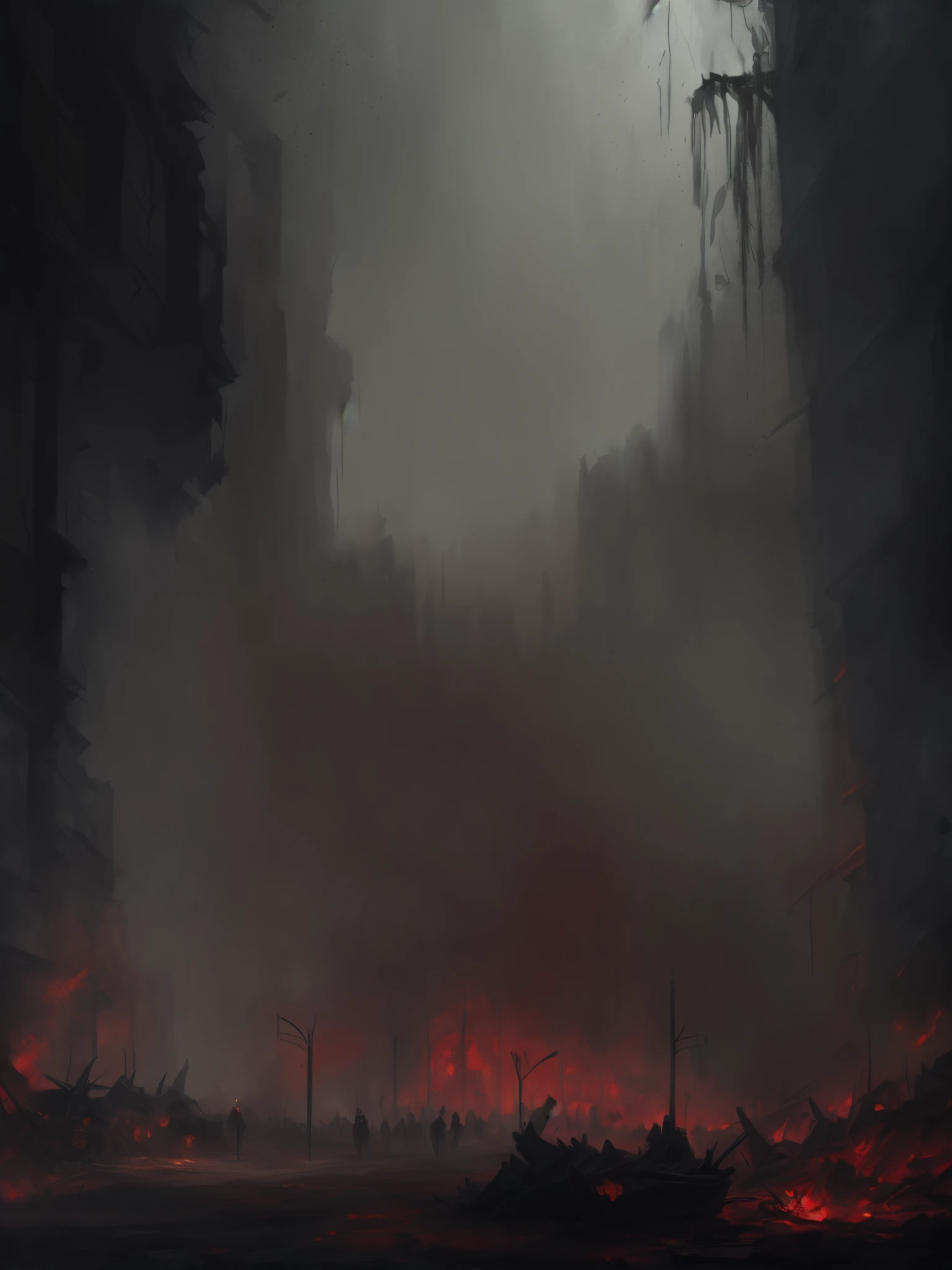 An abandoned factory scene, hell background, hellfire background, arena background, abandoned factory, bloodbath battlefield background, burning battlefield background, cave background, battlefield background, angry flames and ruins, fire environment, dungeon background, game background