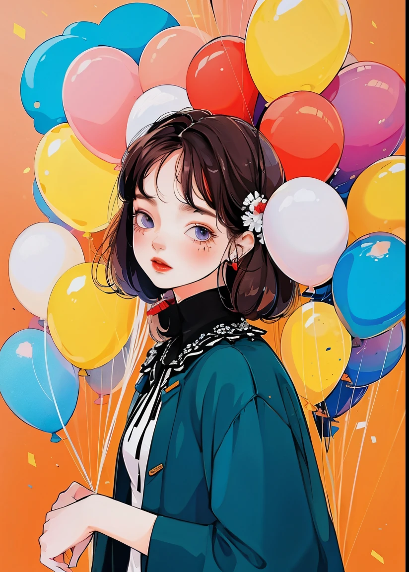 yxycolor,1girll, balloons